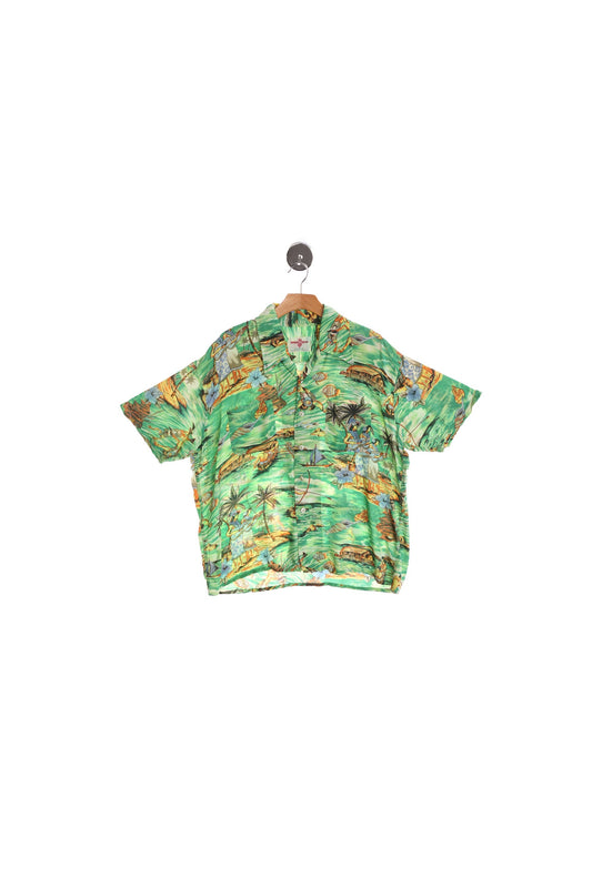 Vintage Men Green Hawaiian Shirt - Hawaiian holiday - Made in Korea