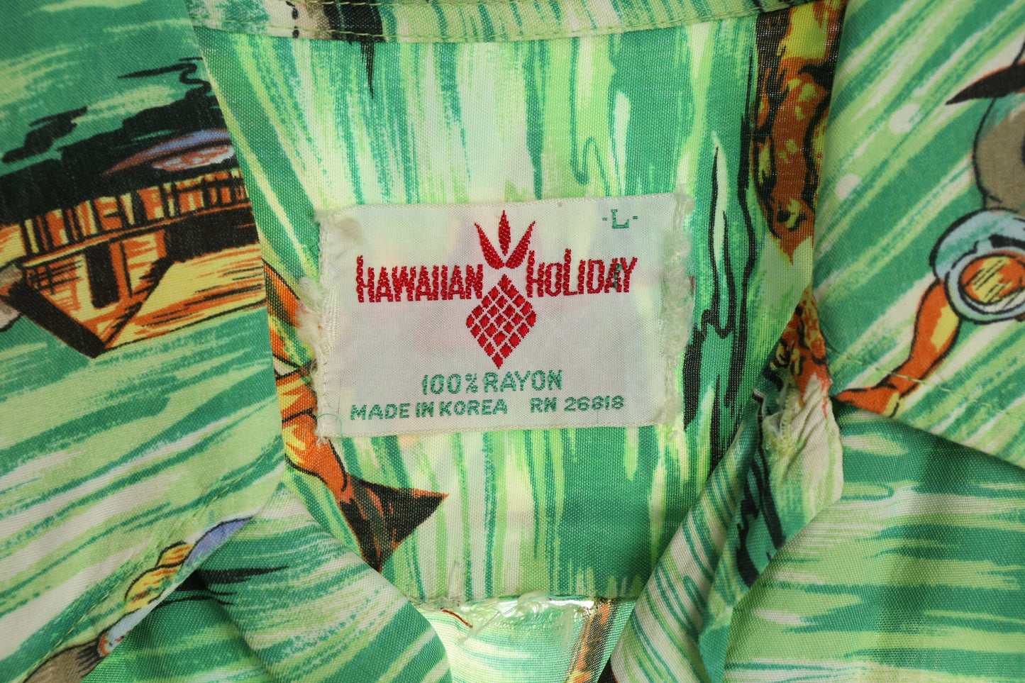 Vintage Men Green Hawaiian Shirt - Hawaiian holiday - Made in Korea