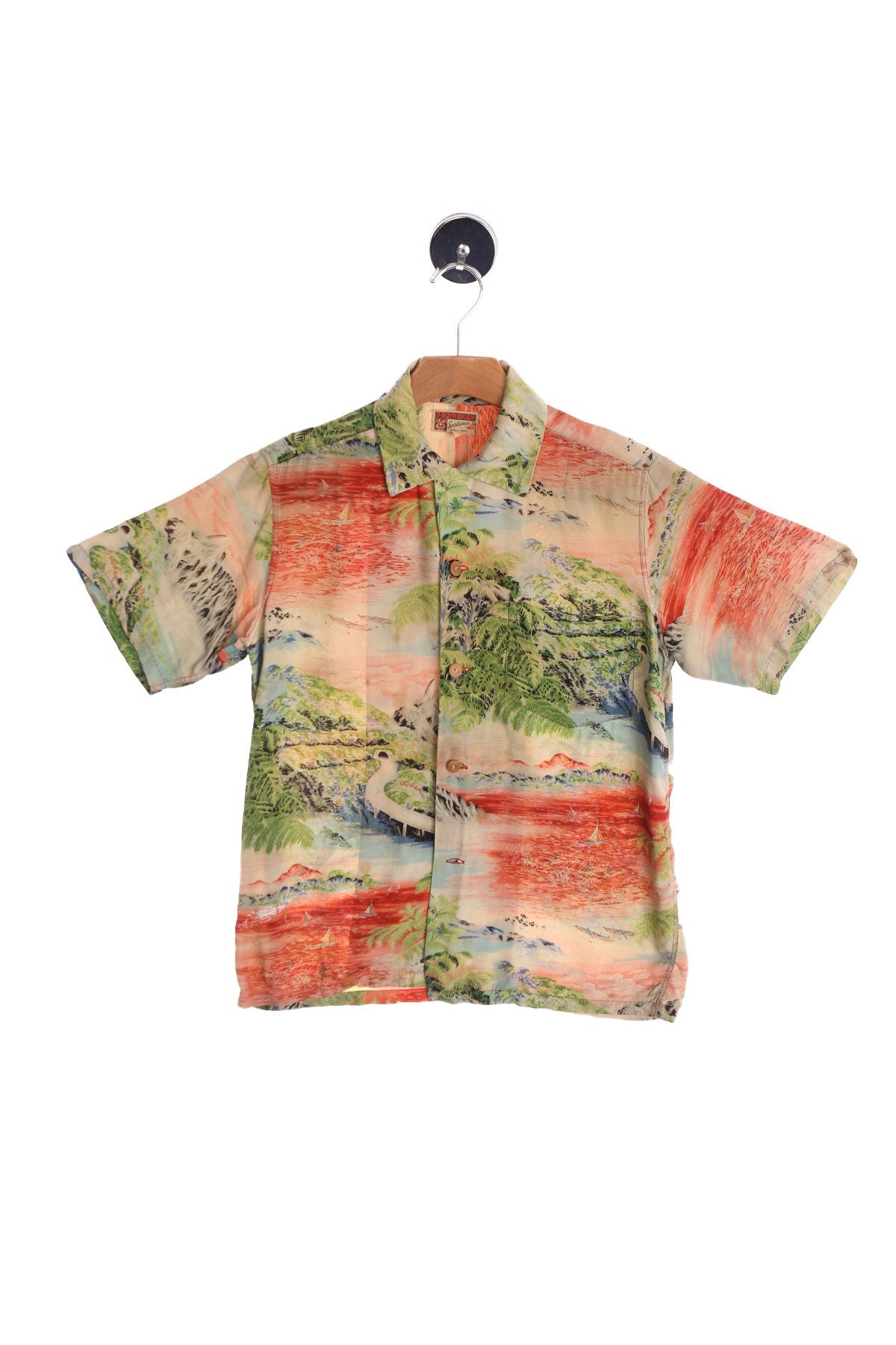 Vintage Men Hawaiian Shirt - Hawaii Print - Polynesian - Sportswear - Made in Hawaii