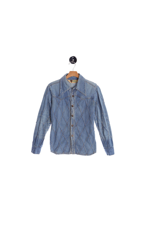 70's Men Blue Denim Shirt