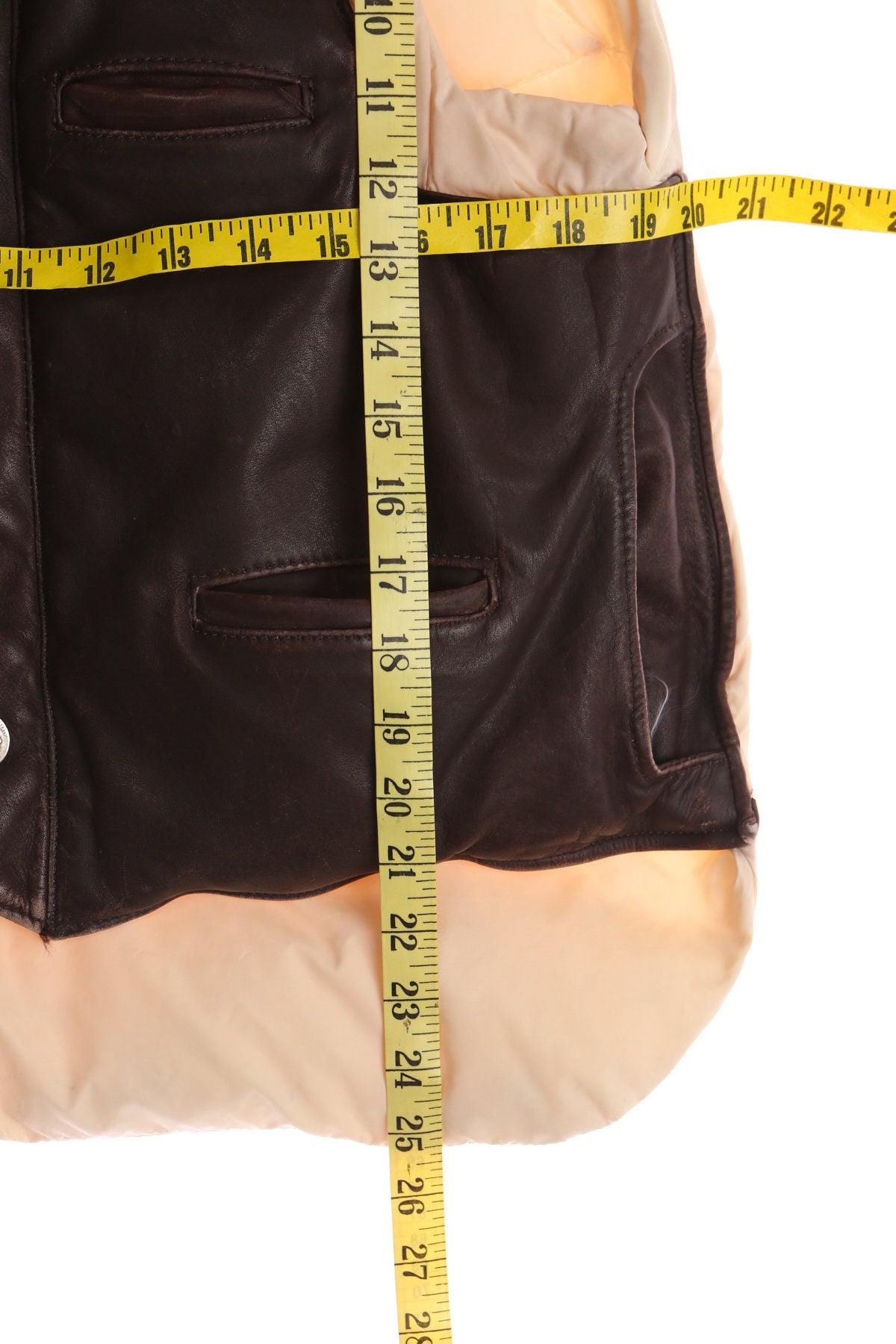 Vintage Down Vest With Brown Leather Outside Lining - Era ( 70's - 80's )