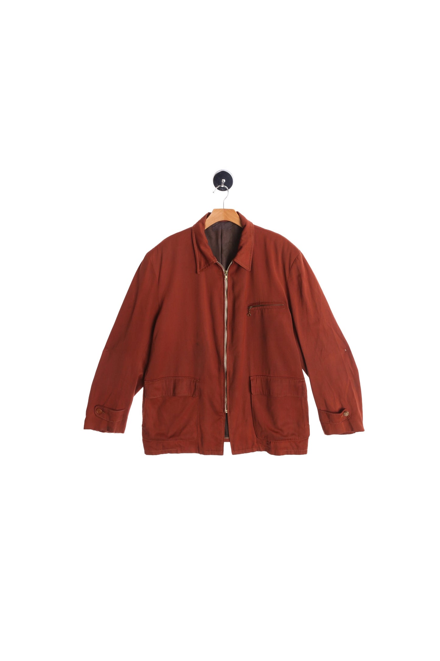 Vintage Men Brown Gabardine Coat - Era 40's - 50's