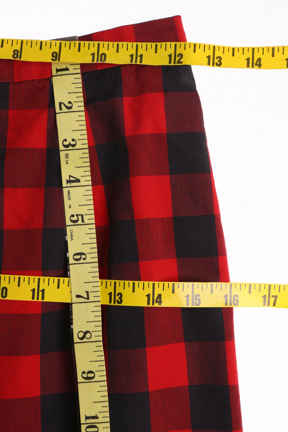 Vintage Women Black and Red Plaid Pants - High Waist - Back Zipper Closure