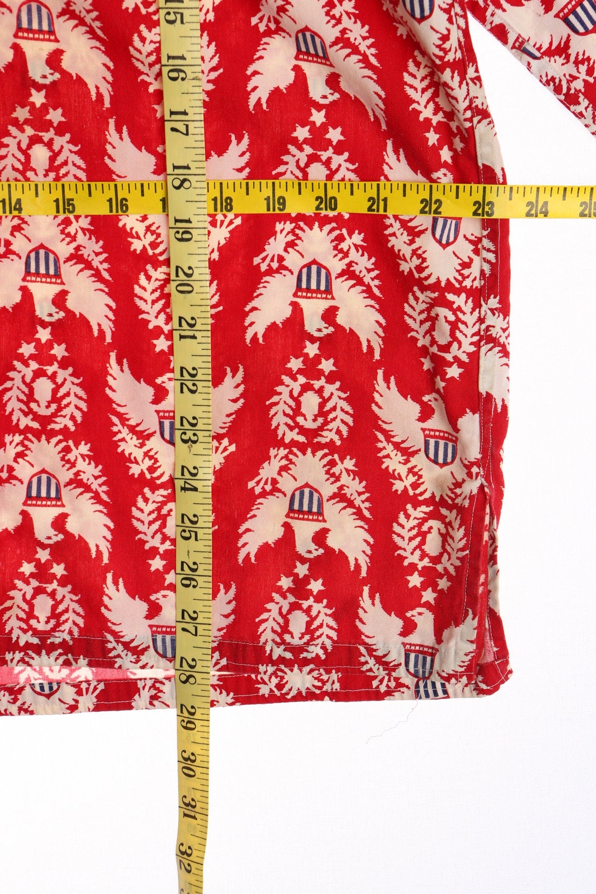 Vintage Red Cotton Shirt With Eagle and Shield Print