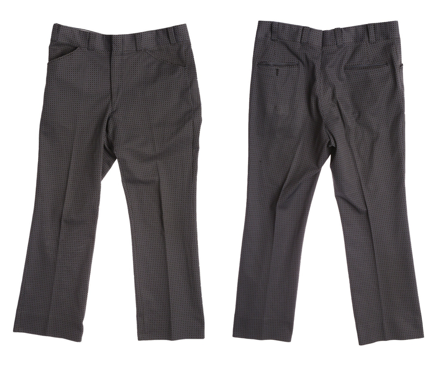 70's Men Black Paid Casual Poly Pants