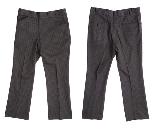 70's Men Black Paid Casual Poly Pants