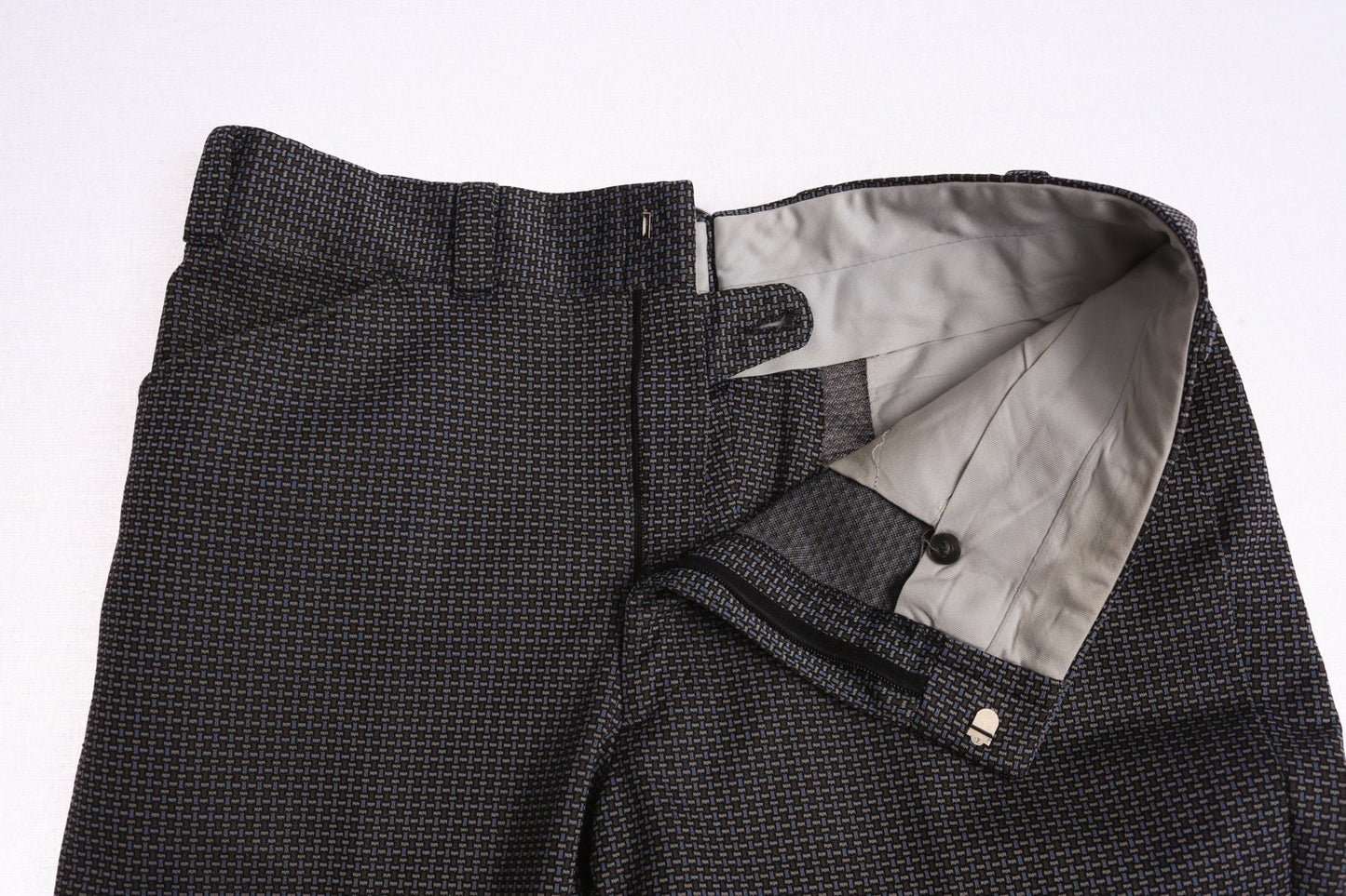 70's Men Black Paid Casual Poly Pants