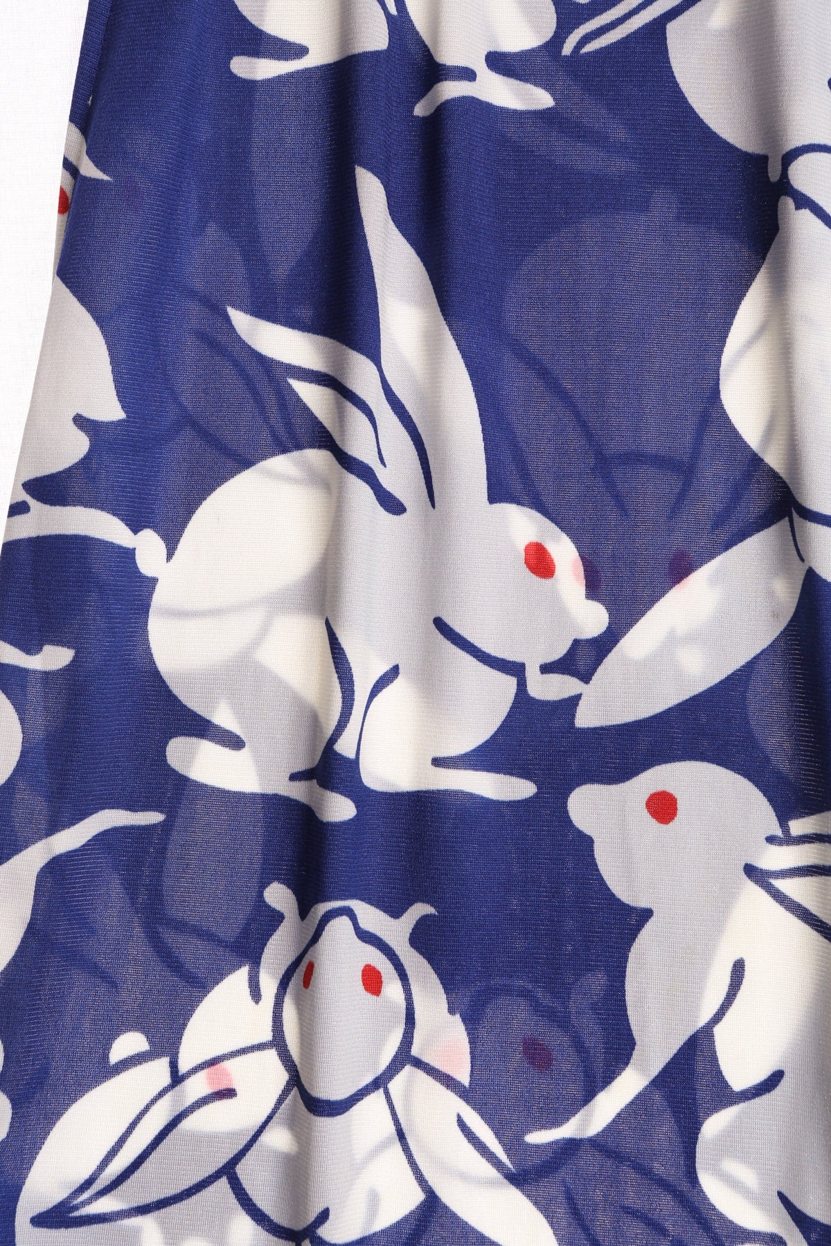 Vintage Rabbit Print Blue Long Skirt
