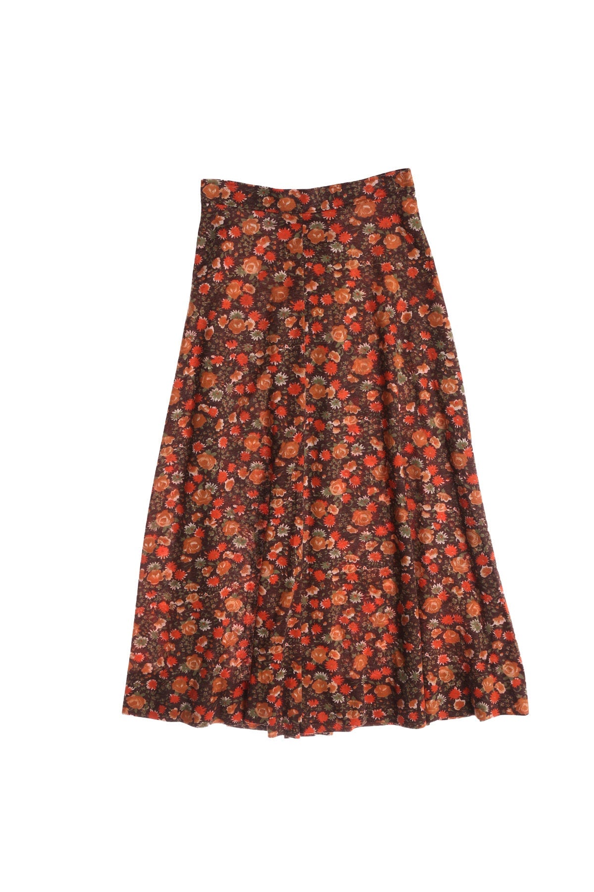 70's Women Brown Cotton Summer Skirt