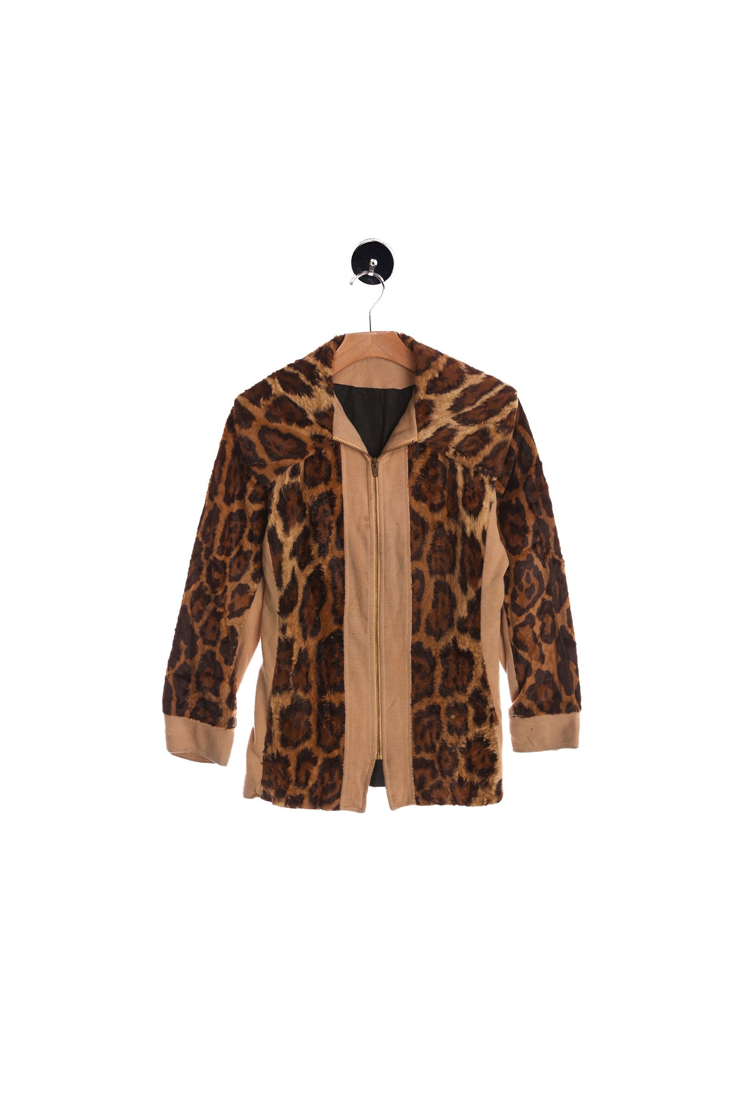 70's Women Jacket  - Leopard Print - Faux Fur