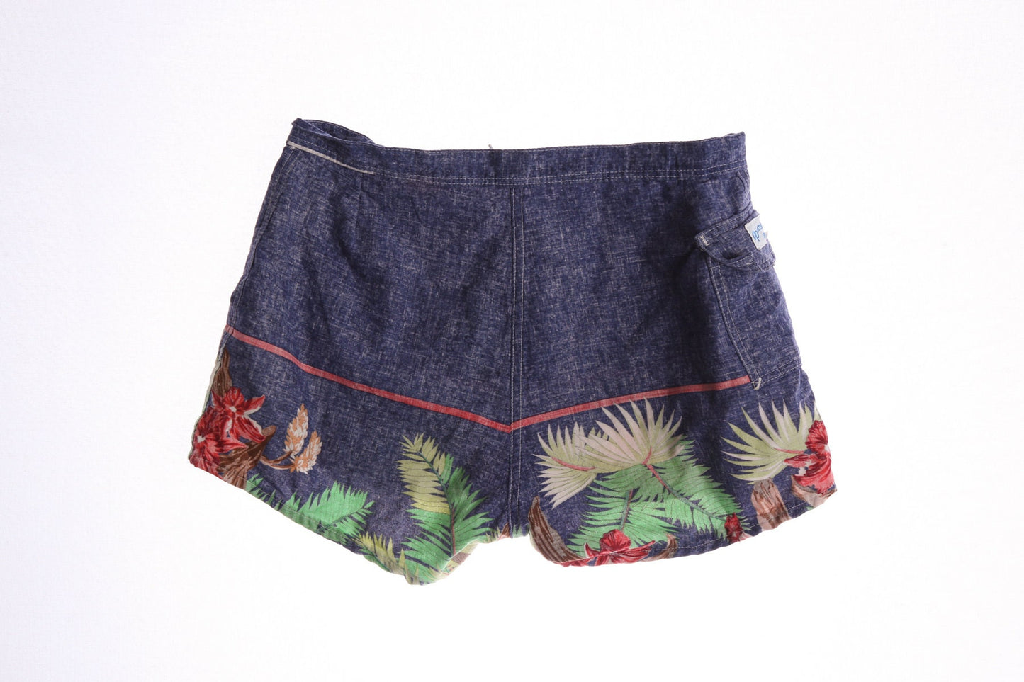 Vintage Op Ocean Pacific Swim Trunks With Plants Print and String Closure