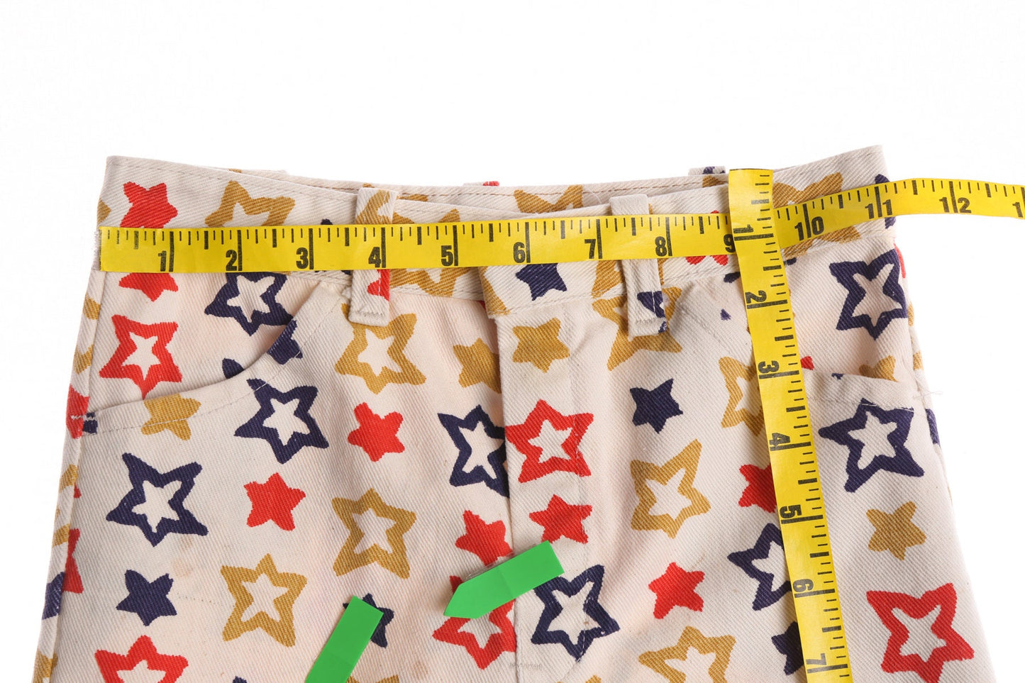 70's Star Print Beige Bell Bottom Pants