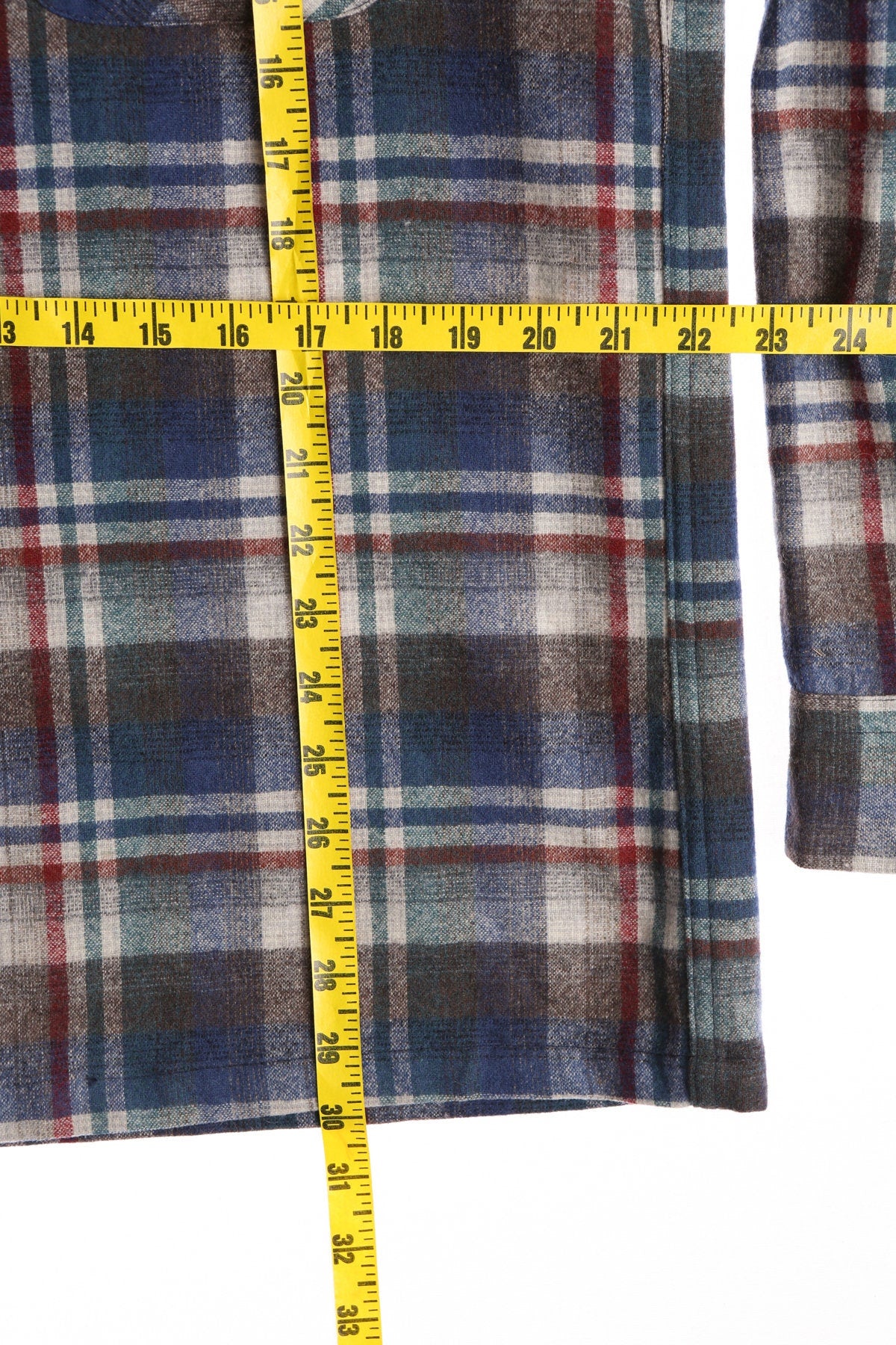 Men's Vintage Pendleton Shirt - Blue and Gray Plaid Print