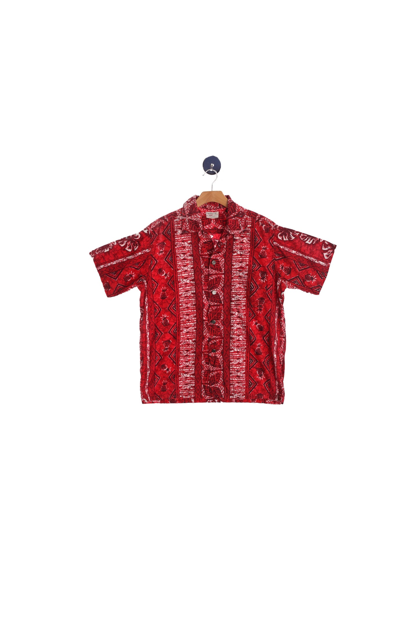 Vintage Red Plant Print Hawaiian Shirt - Made in Honolulu