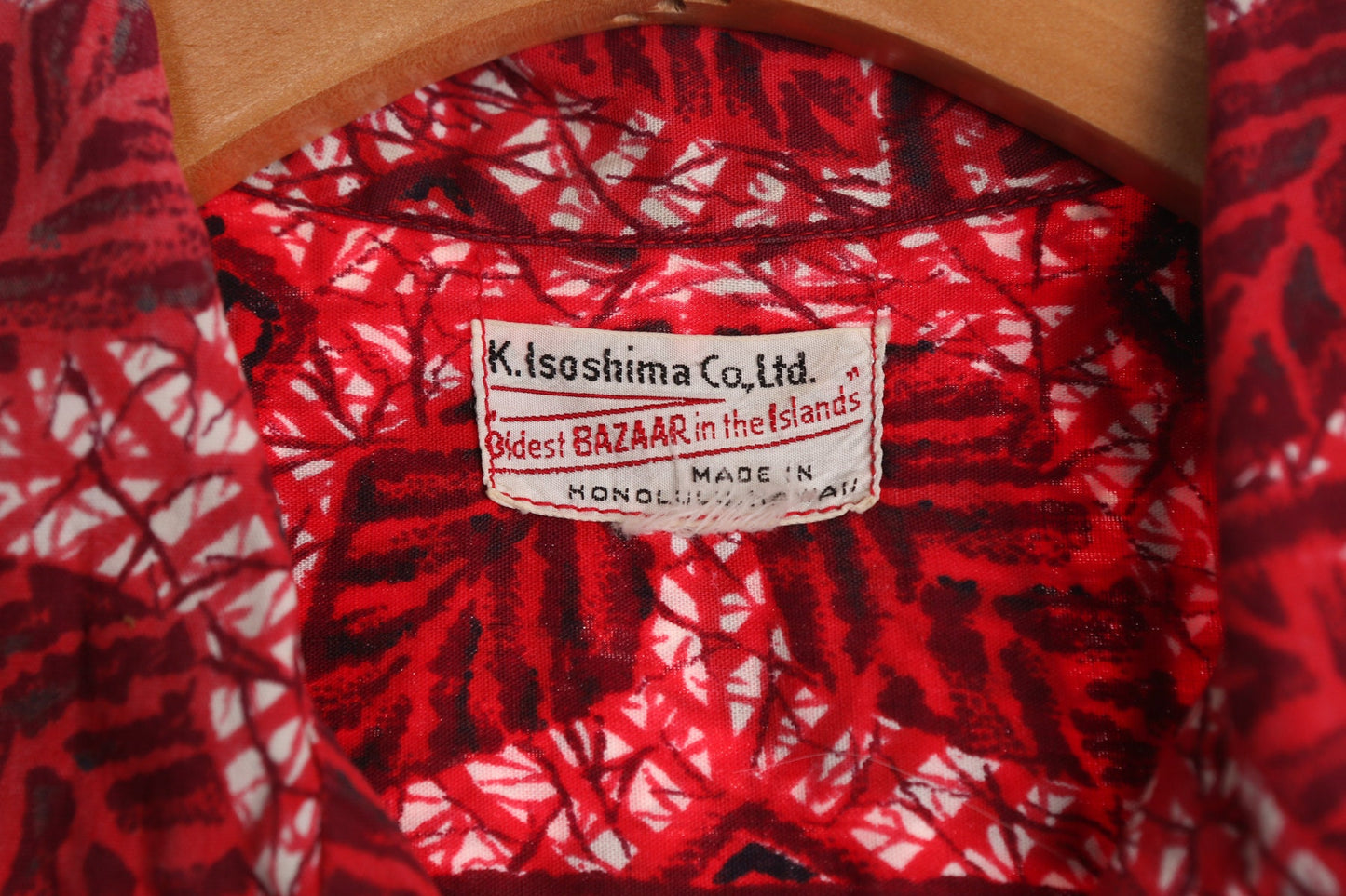 Vintage Red Plant Print Hawaiian Shirt - Made in Honolulu