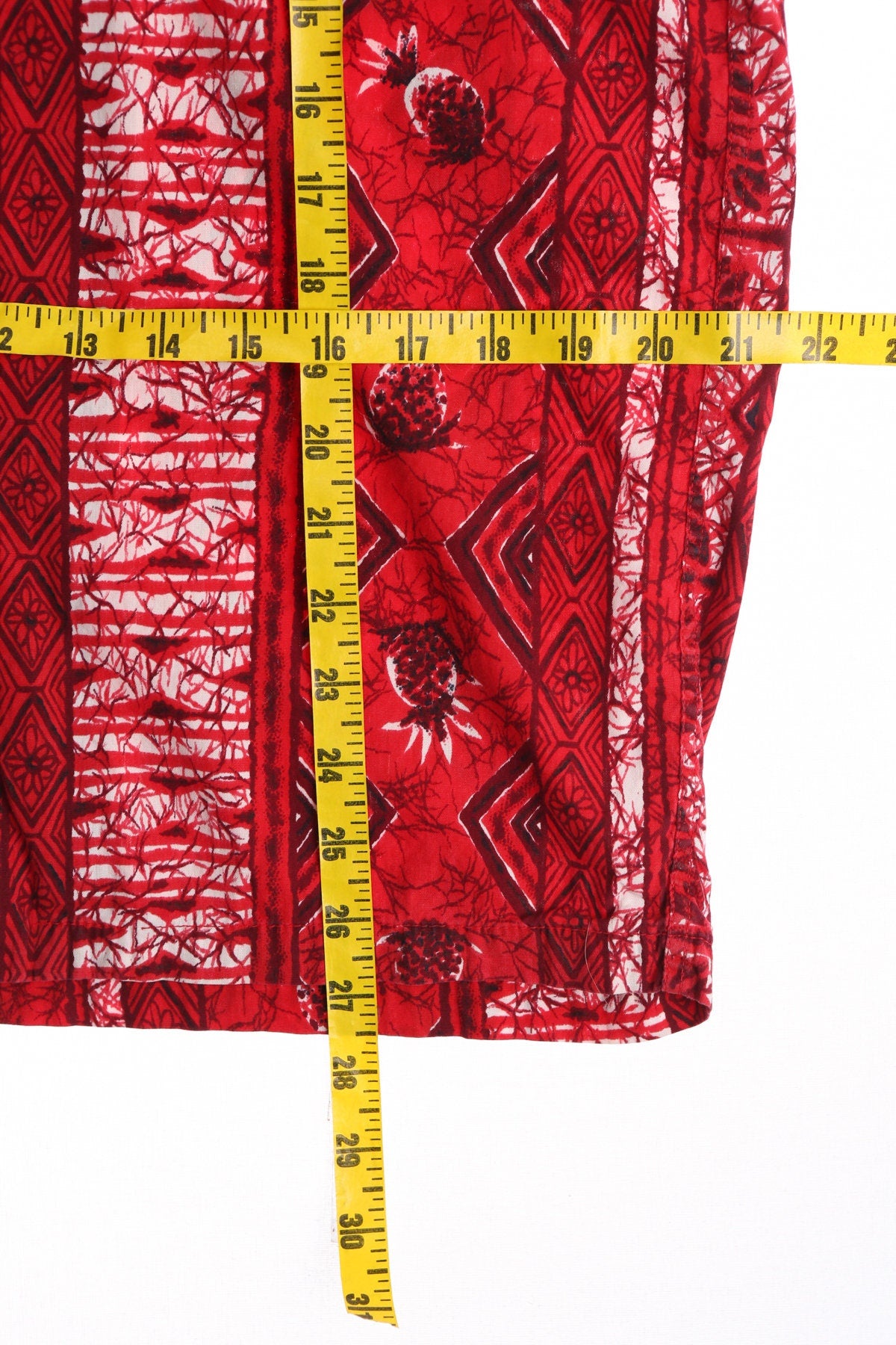 Vintage Red Plant Print Hawaiian Shirt - Made in Honolulu