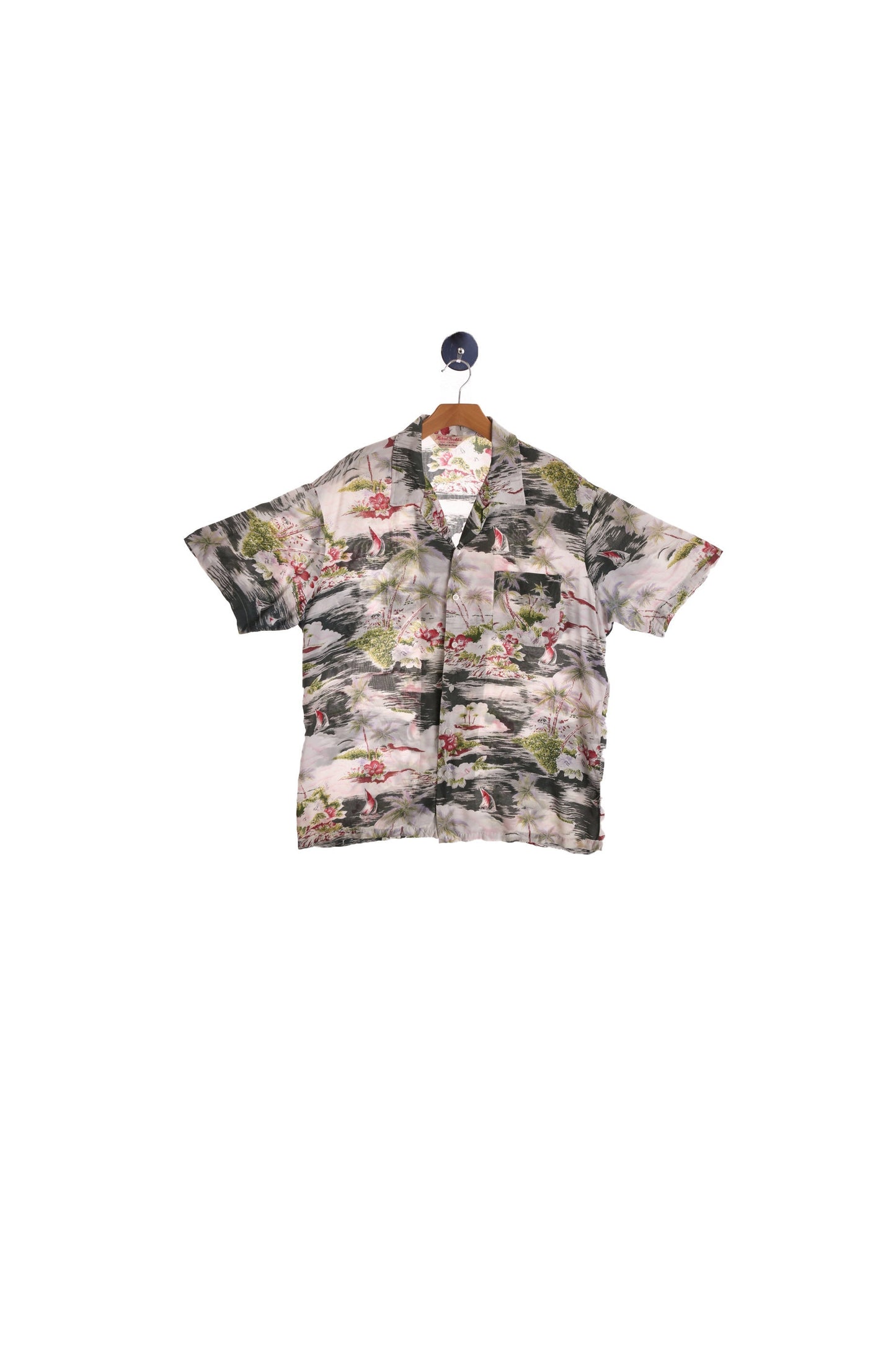 Vintage White Hawaiian Shirt By Michael Gerald - USA Men's size Large