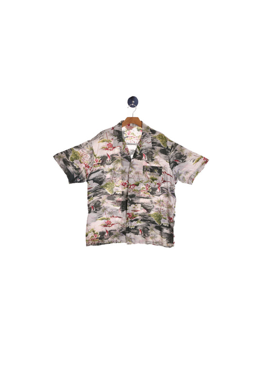 Vintage White Hawaiian Shirt By Michael Gerald - USA Men's size Large