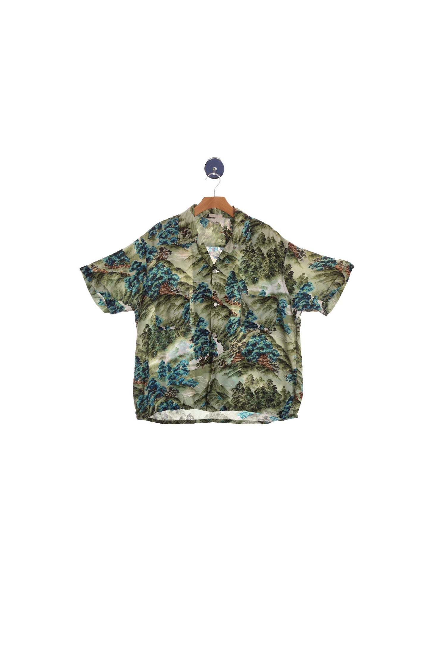 Vintage Men's Hawaiian Shirt With Forest Print - By Bardon of Hollywood