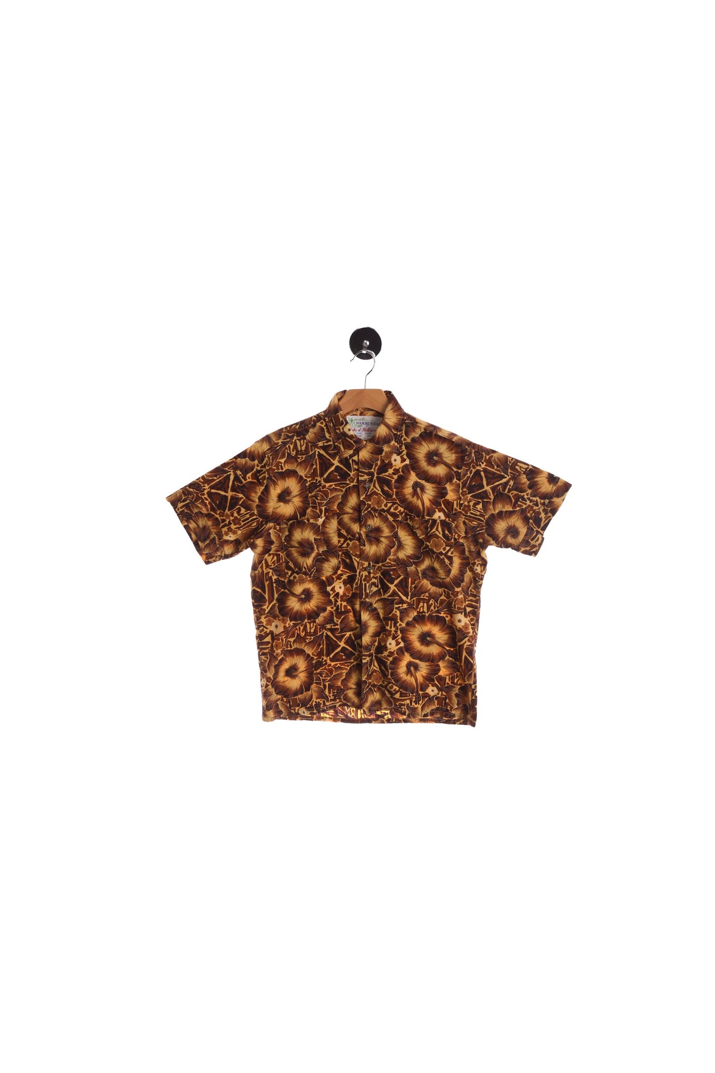 Vintage Hawaiian Shirt Brown Floral Print - Wikiki wear by Duke of Hollywood