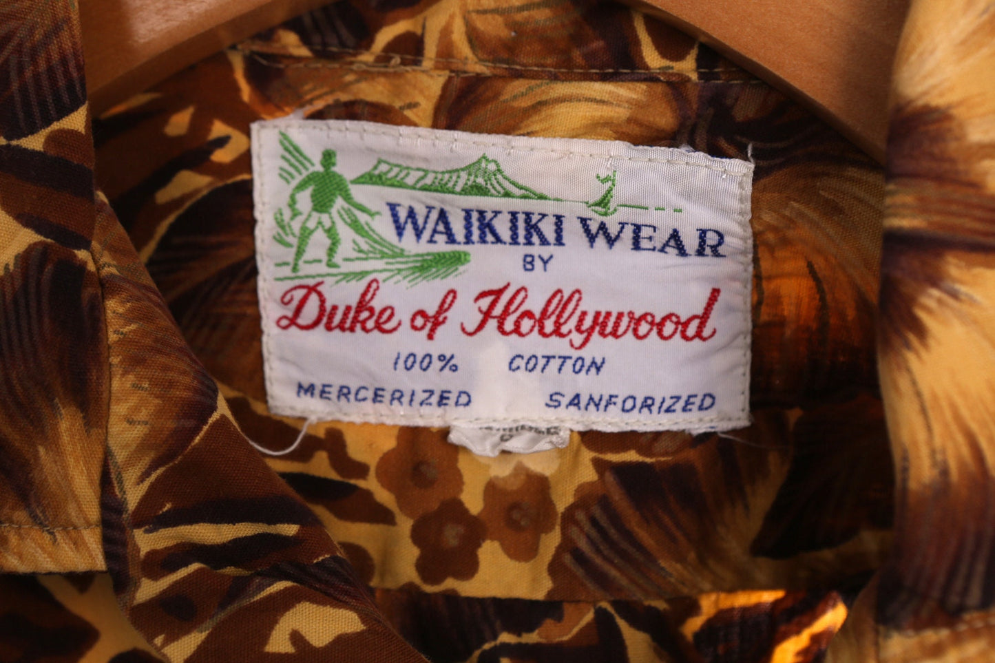 Vintage Hawaiian Shirt Brown Floral Print - Wikiki wear by Duke of Hollywood
