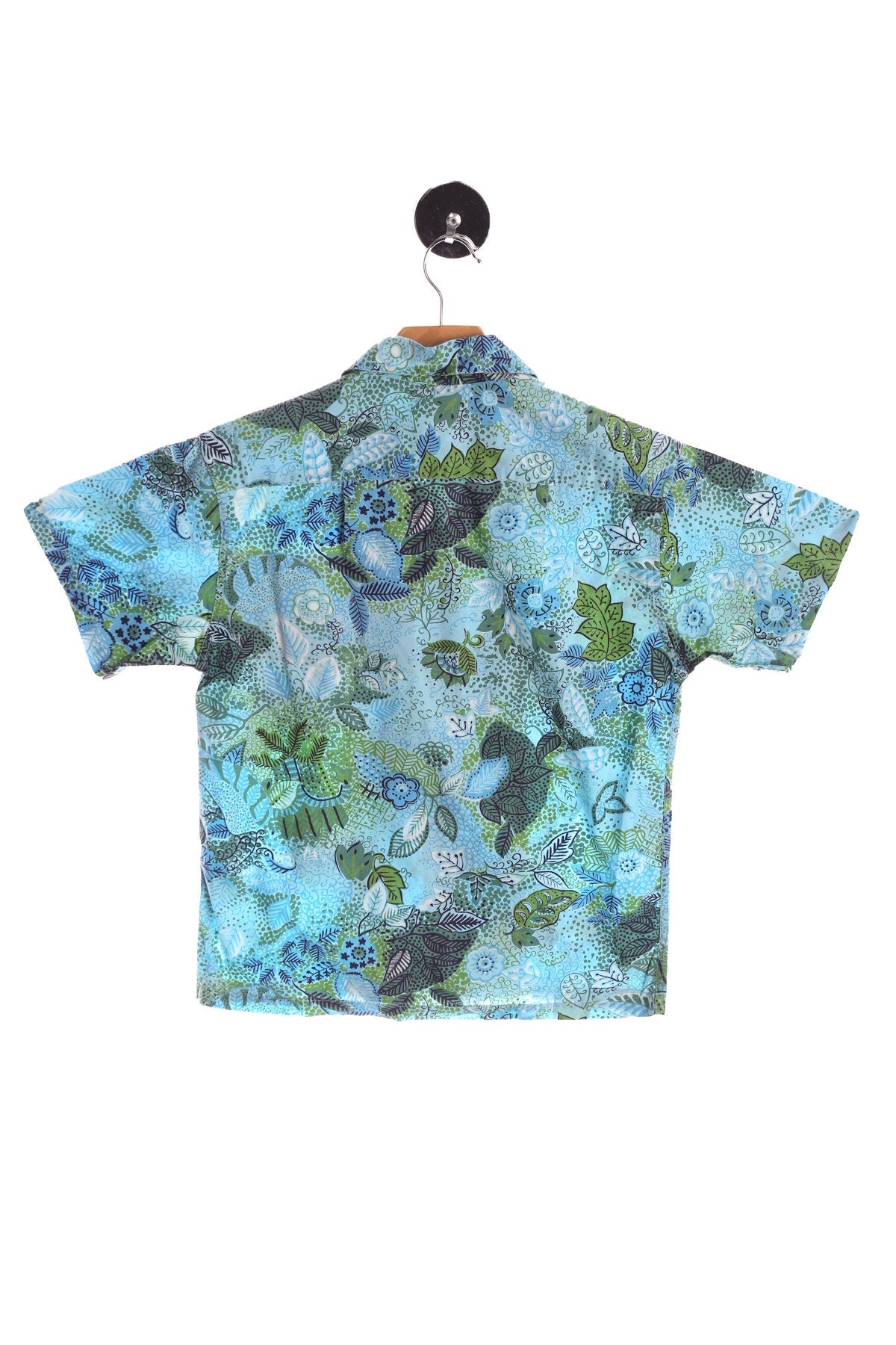 Men's Blue Hawaiian Shirt - Green and Blue Floral Print