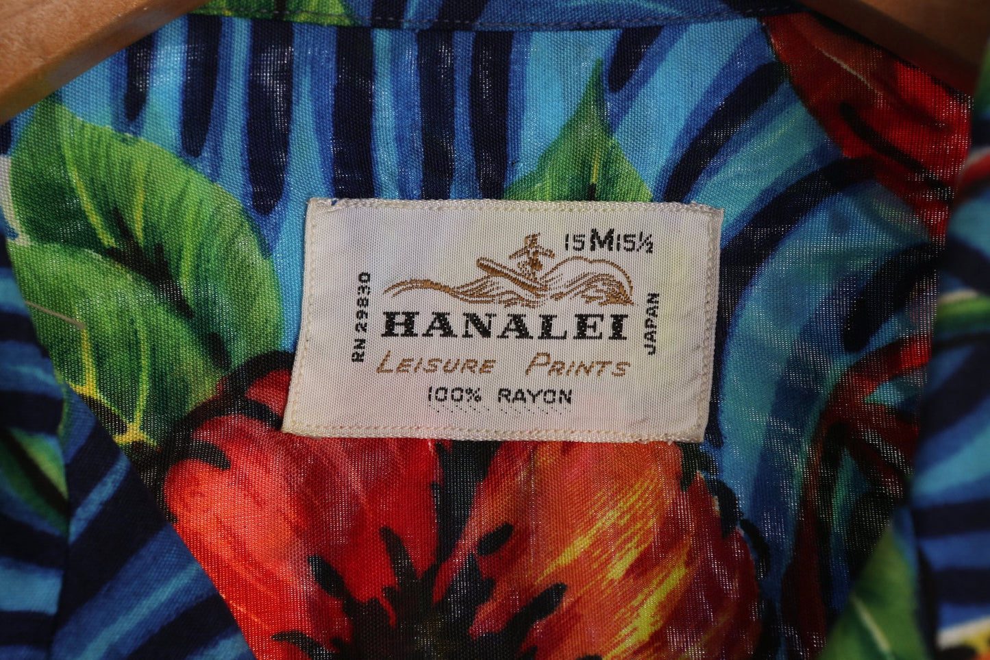 Men's Vintage Blue Floral Print Hawaiian Shirt - Hanalei Made in Japan