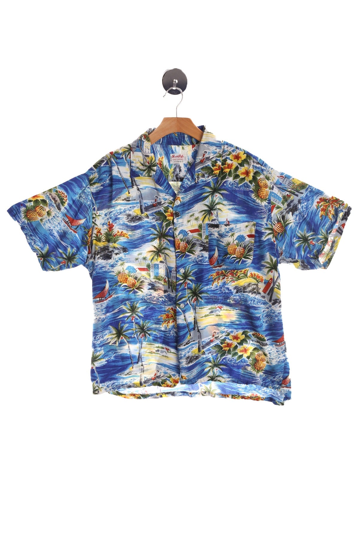 Vintage Blue Hawaiian Shirt - By South Pacific Made in Japan