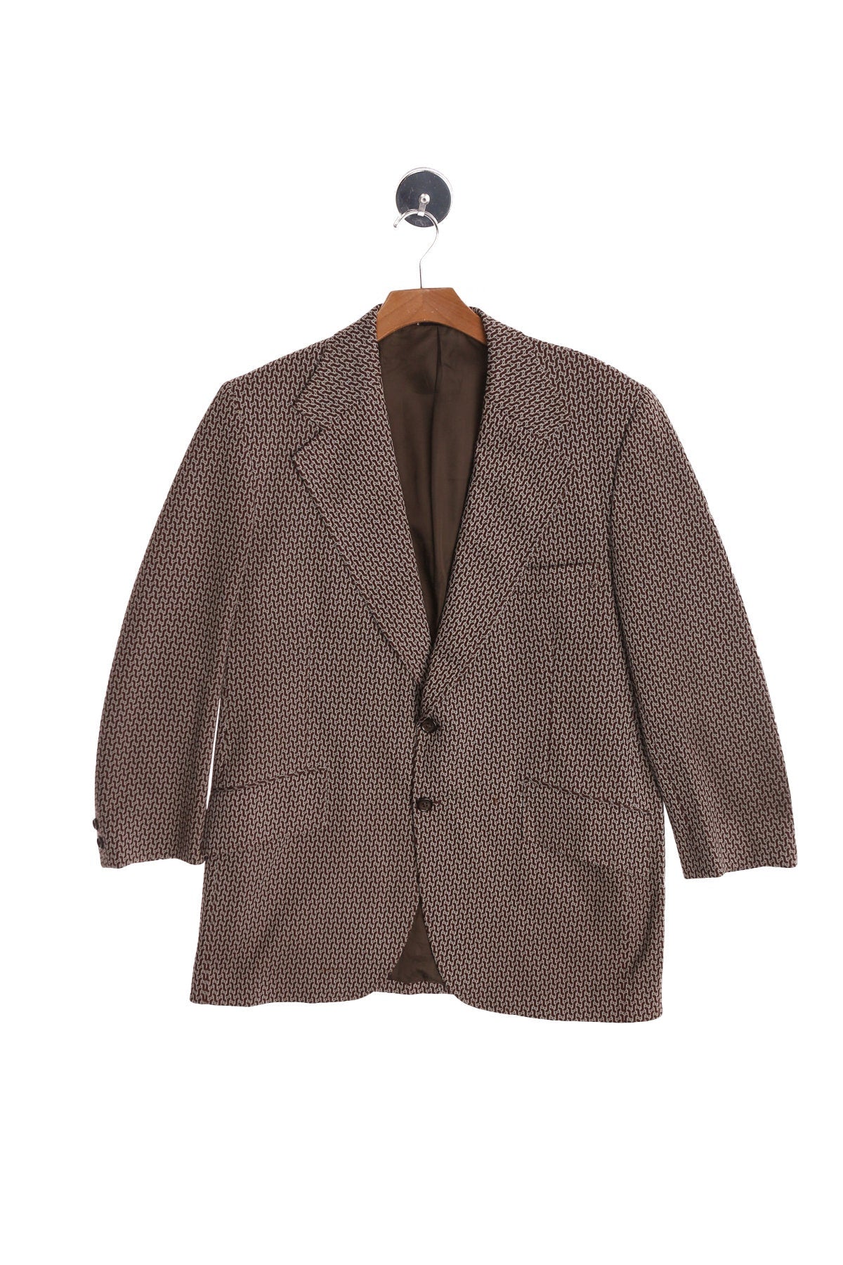 Men Brown 70's Poly Blazer