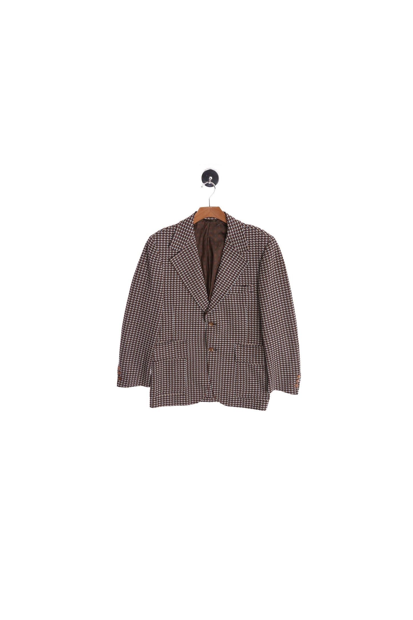 Men 70's Plaid Brown Blazer