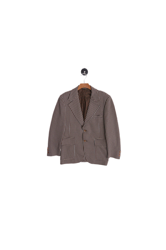 Men 70's Plaid Brown Blazer