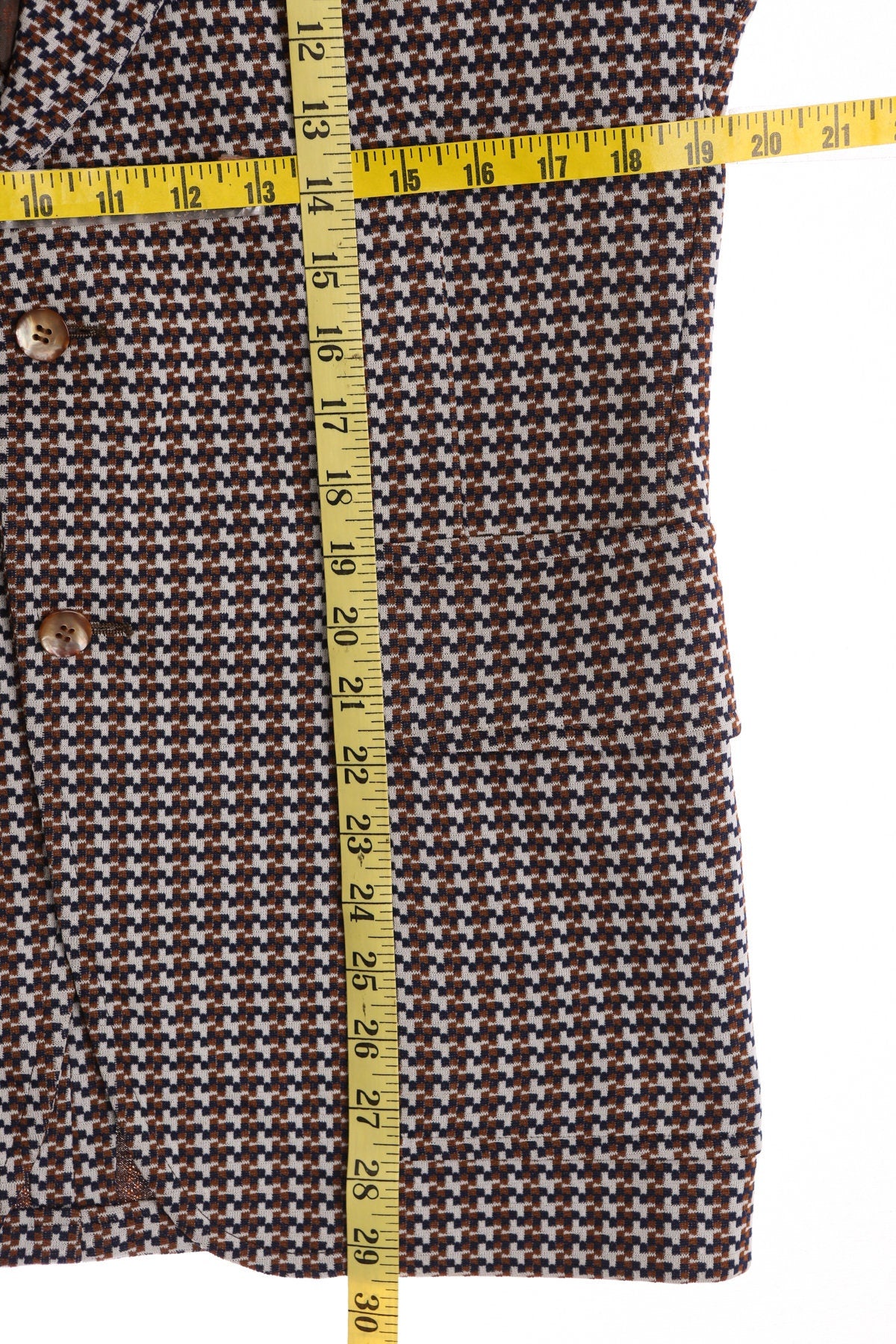 Men 70's Plaid Brown Blazer