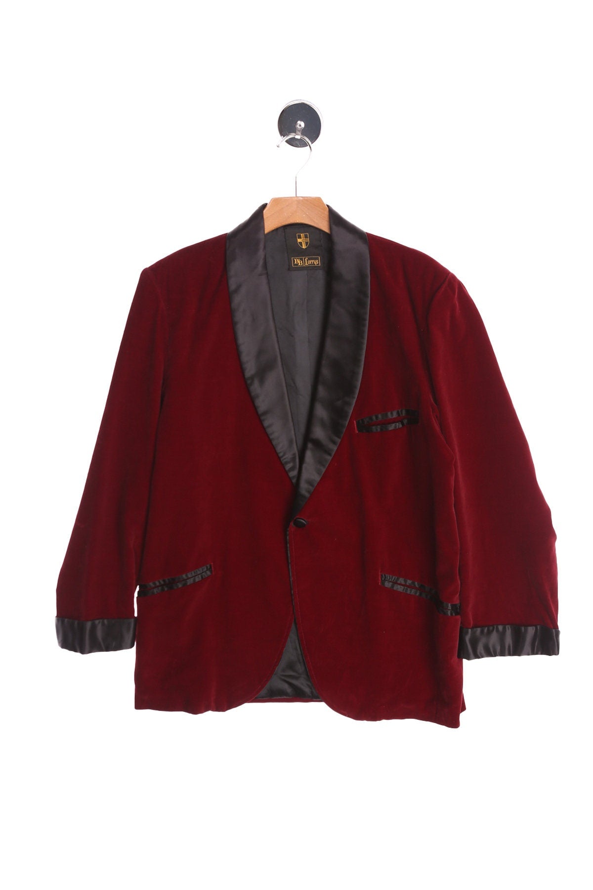 Vintage Red Velvet Tuxedo Jacket - Era 50's - 60's