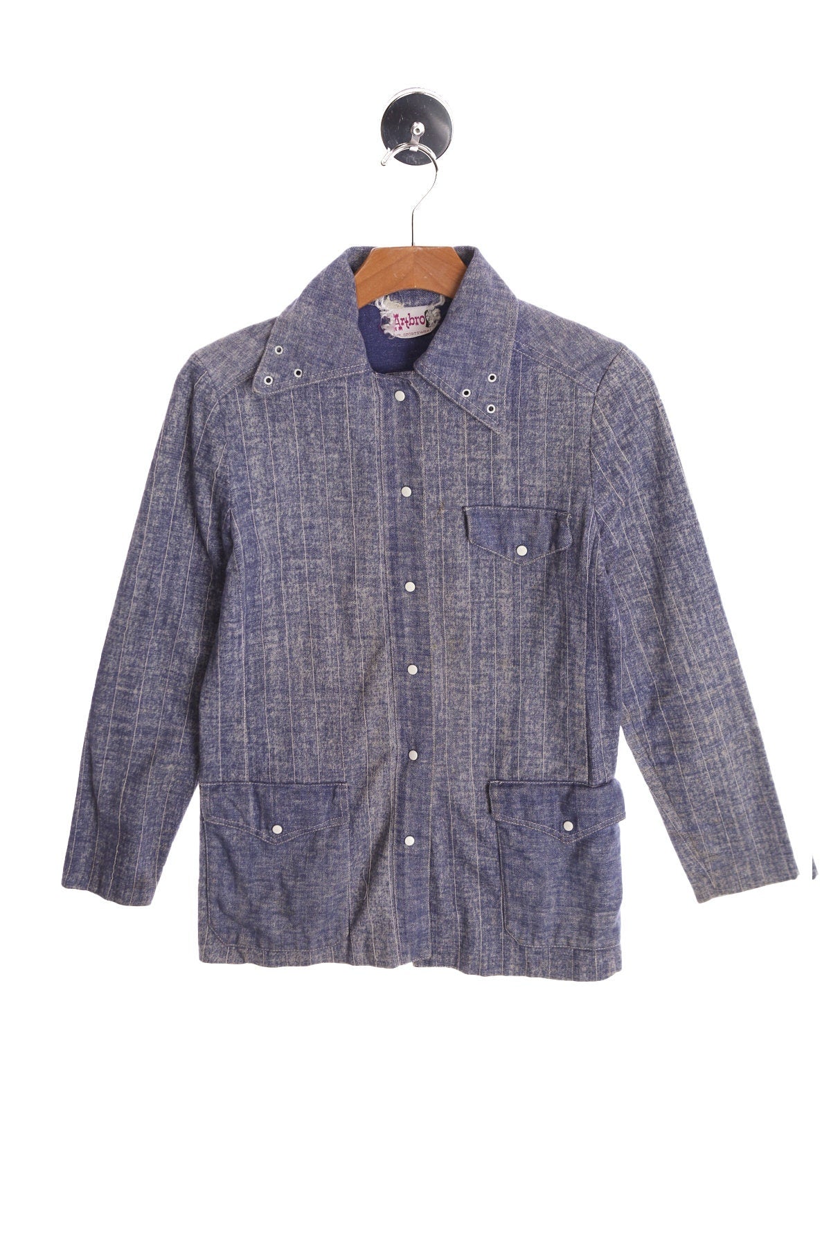 70's Women Elbow Patch Blue Casual Jacket