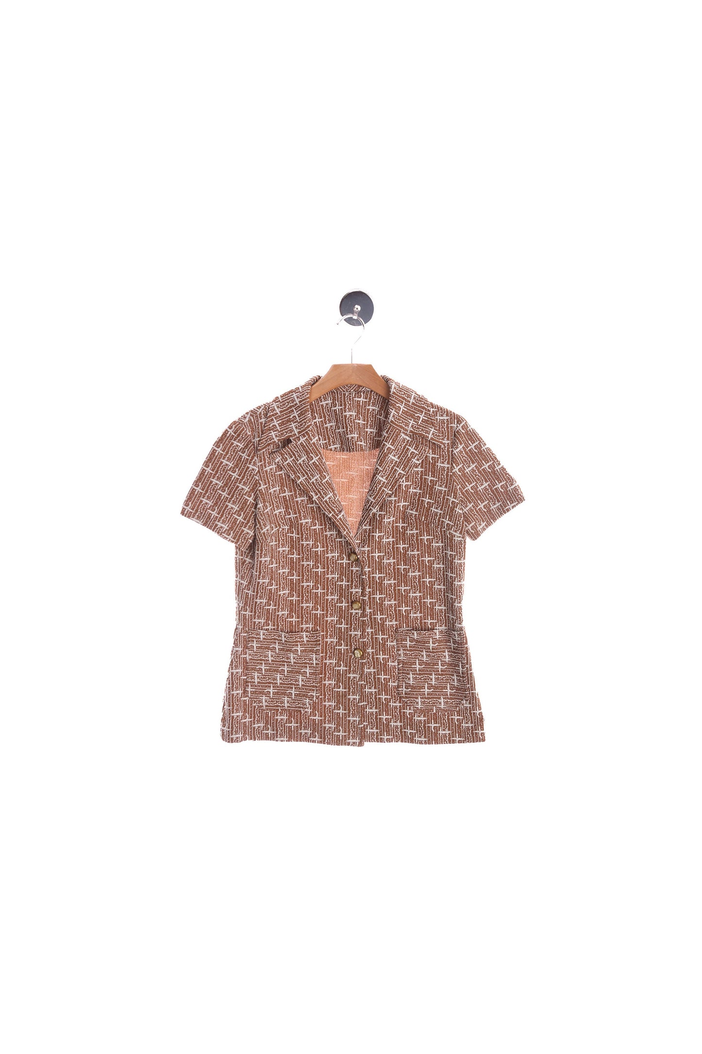 70's Women Brown Poly Top
