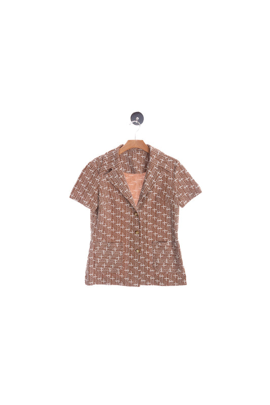 70's Women Brown Poly Top