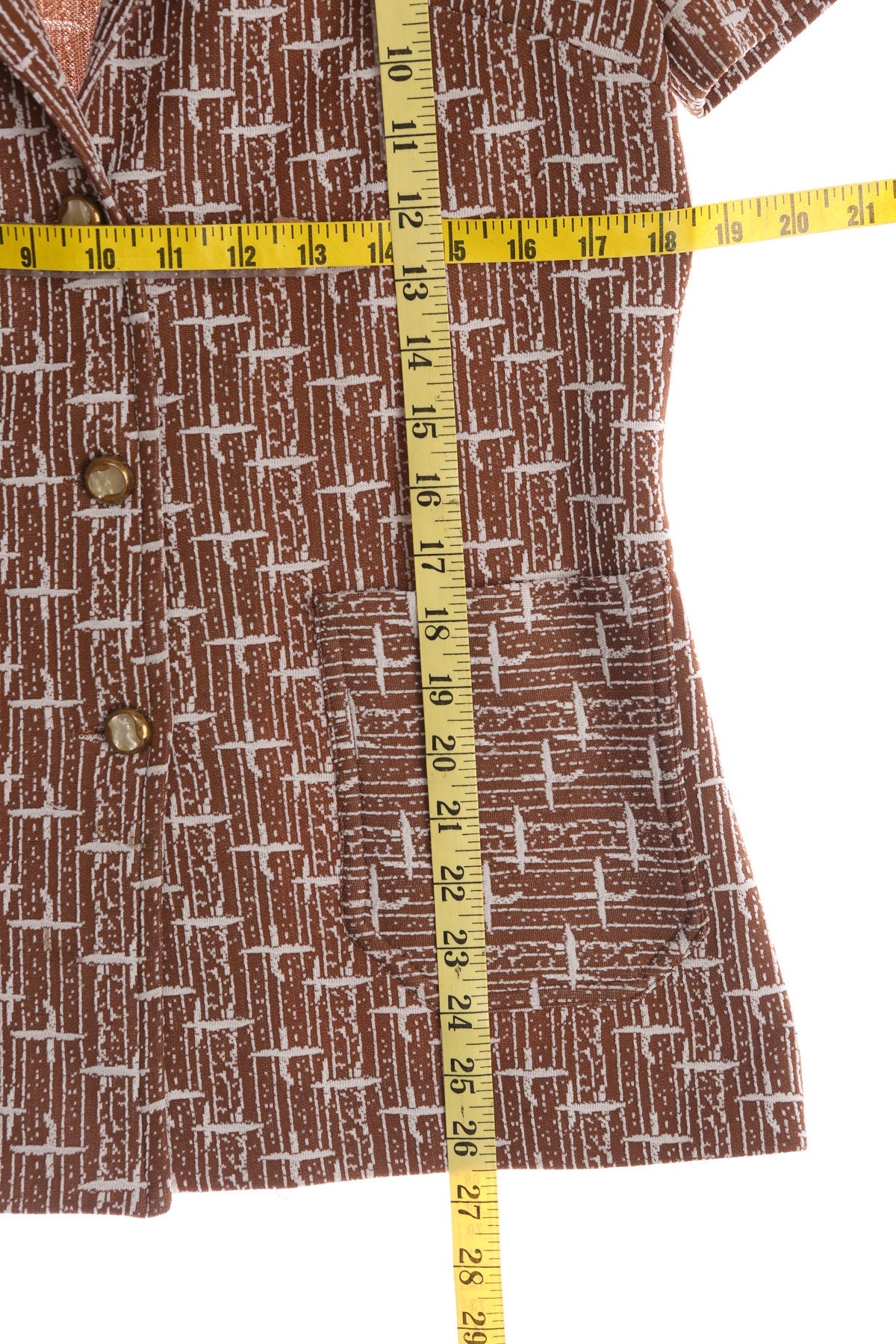 70's Women Brown Poly Top