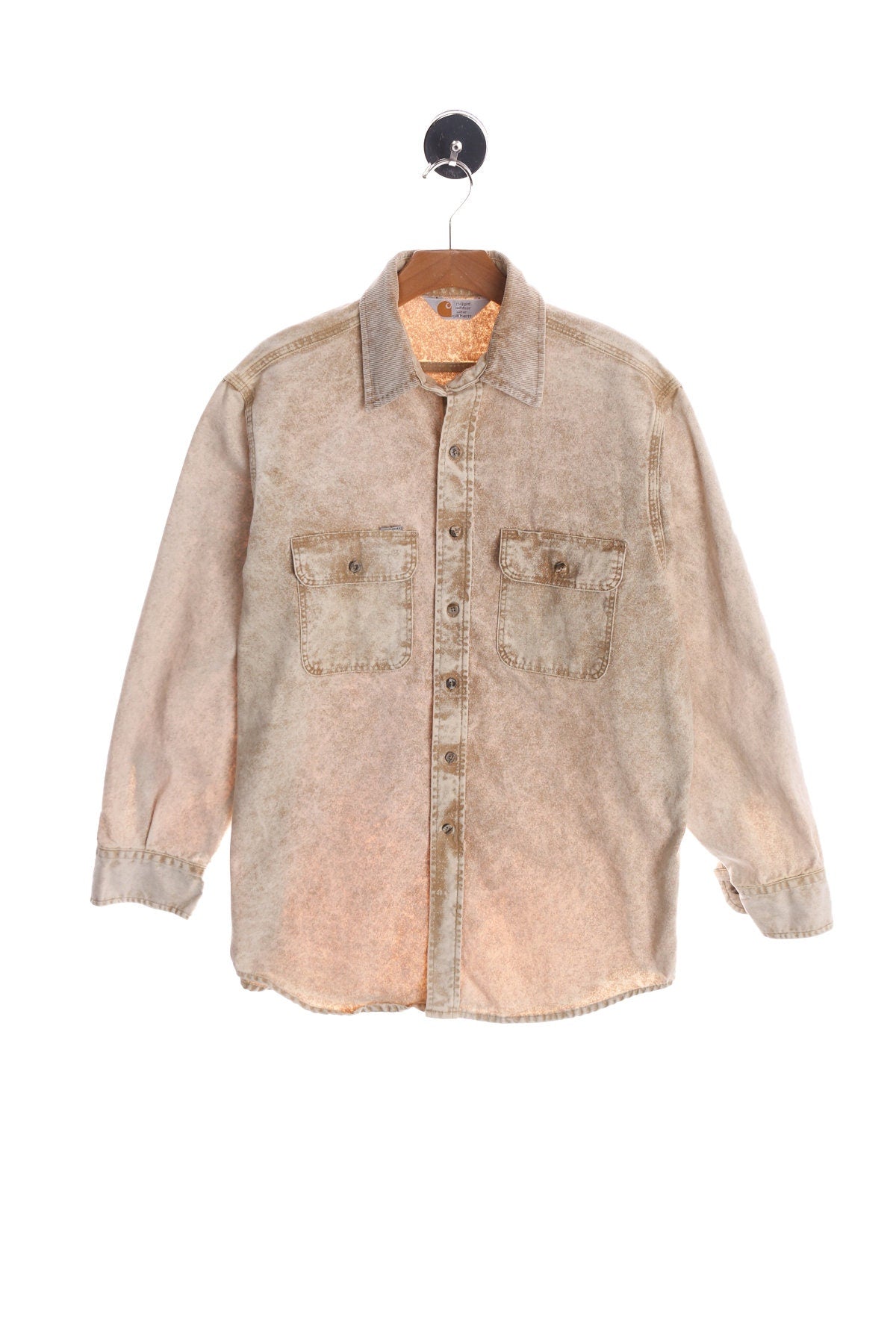 Vintage Carhartt Shirt - Beige - Stone Washed - Long Sleeve - Era 90's - Y2K