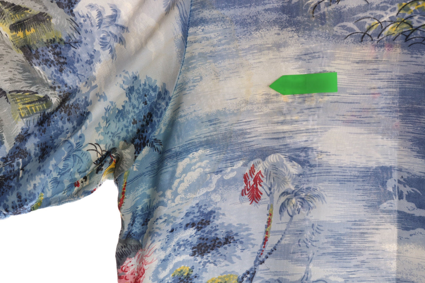 Vintage Men's Blue Hawaiian Shirt - Beach Print - Hand Screened - Era ( 70's - 80's )