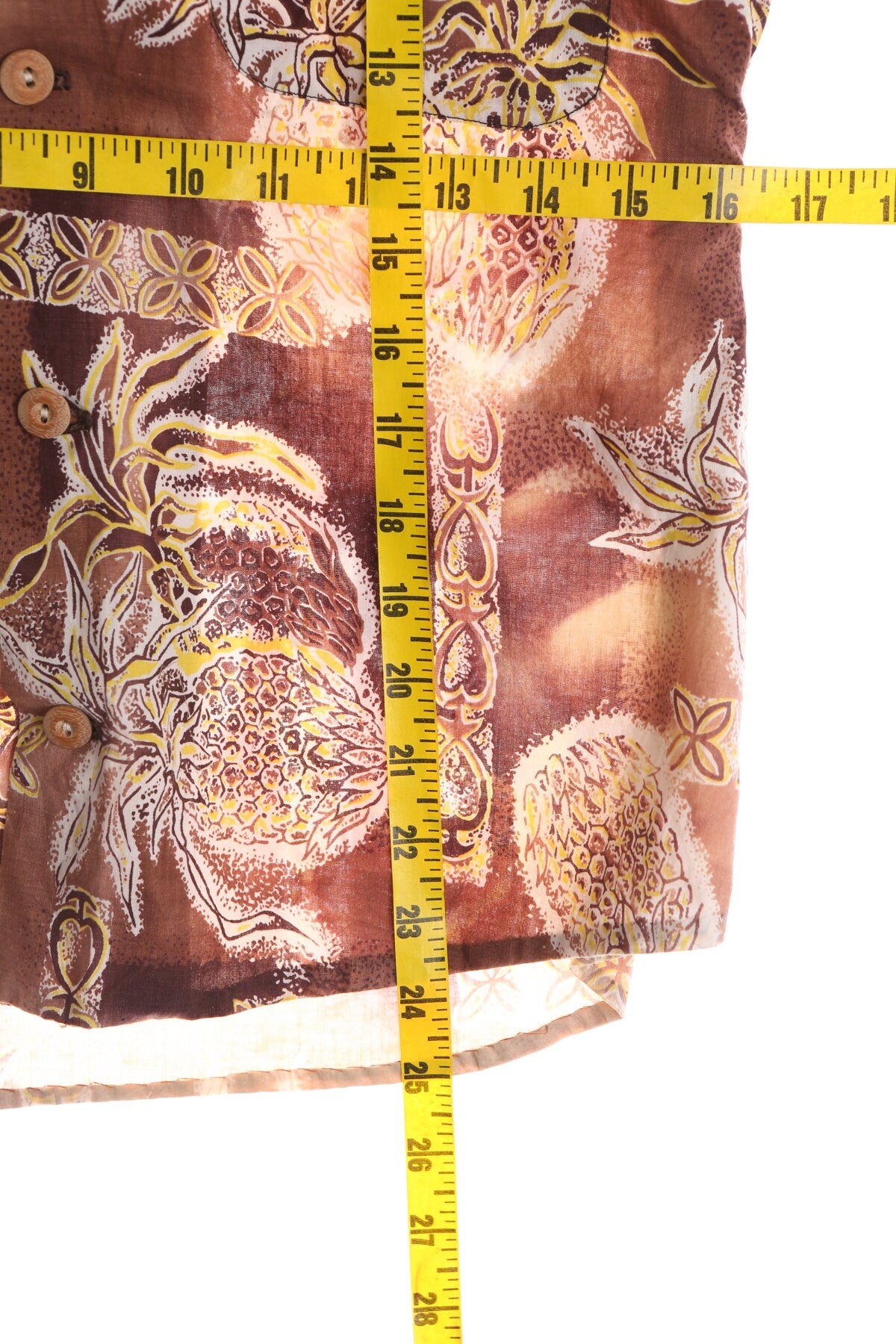 Vintage Men Brown Hawaiian Shirt - Pineapple Print - Aloha Kanaka By ArtVogue