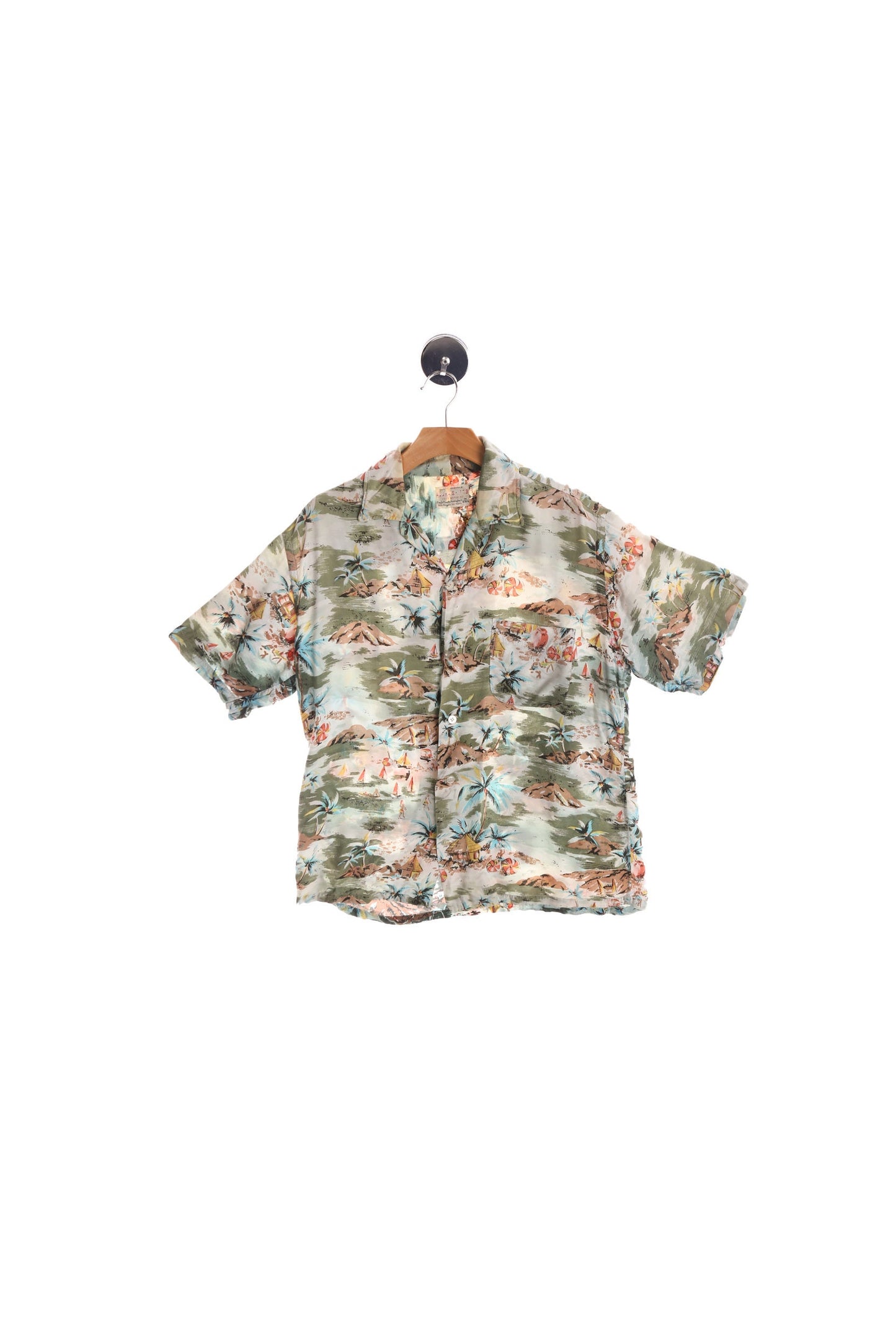 Vintage Men Hawaiian Shirt - Beach Print - Era ( 70's - 80's )