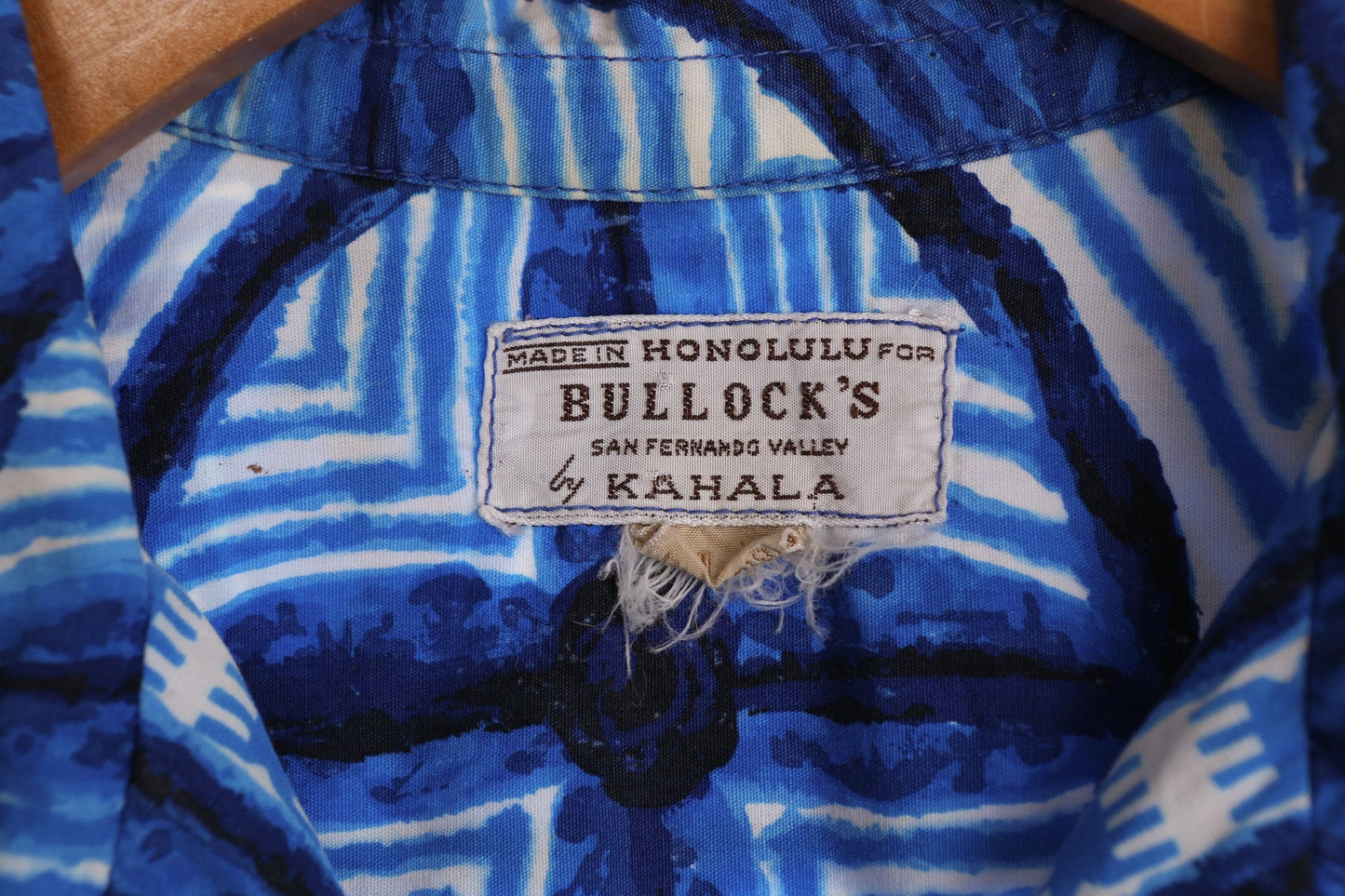 Vintage Blue Hawaiian Shirt Made in Honolulu For Bullock's