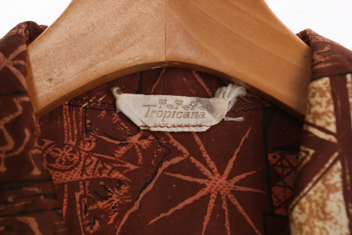 Vintage Men Brown Tribal Print Hawaiian Shirt