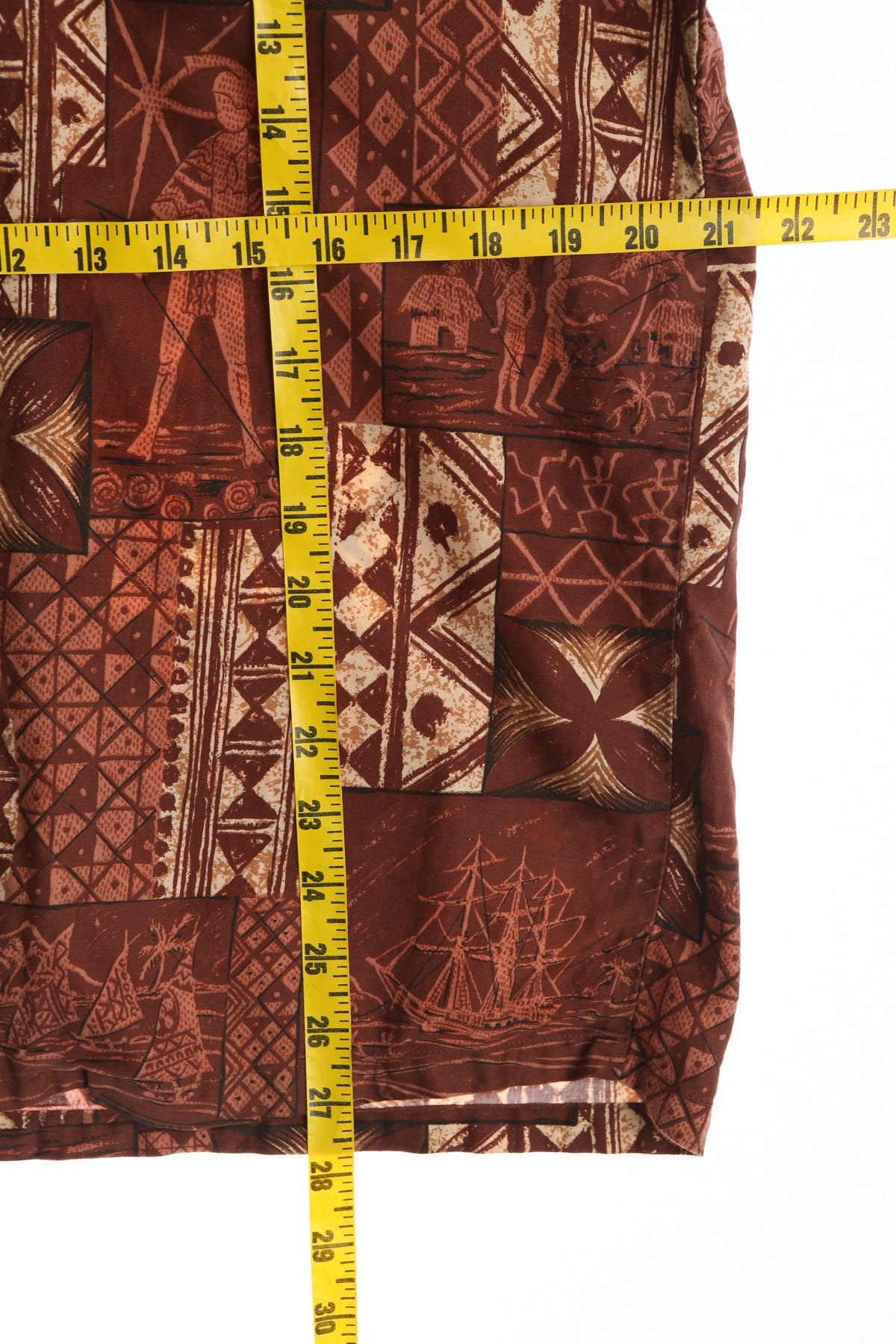 Vintage Men Brown Tribal Print Hawaiian Shirt