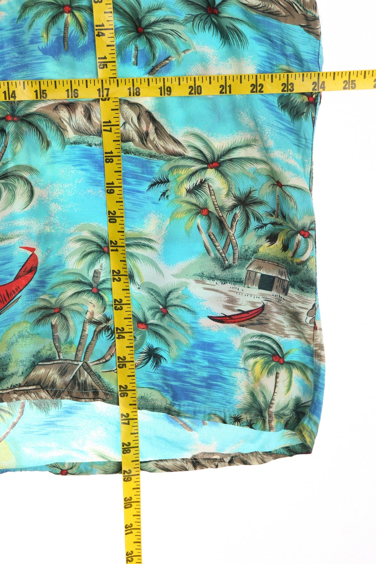 Vintage Blue Hawaiian Shirt - Beach Print - Tailored for Andrew Lewis