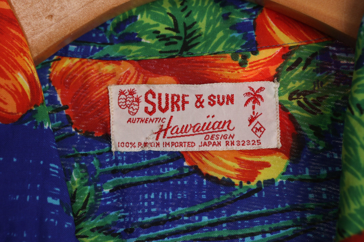 Red Flowers Blue Hawaiian Shirt - Surf and Sun - Made in Japan