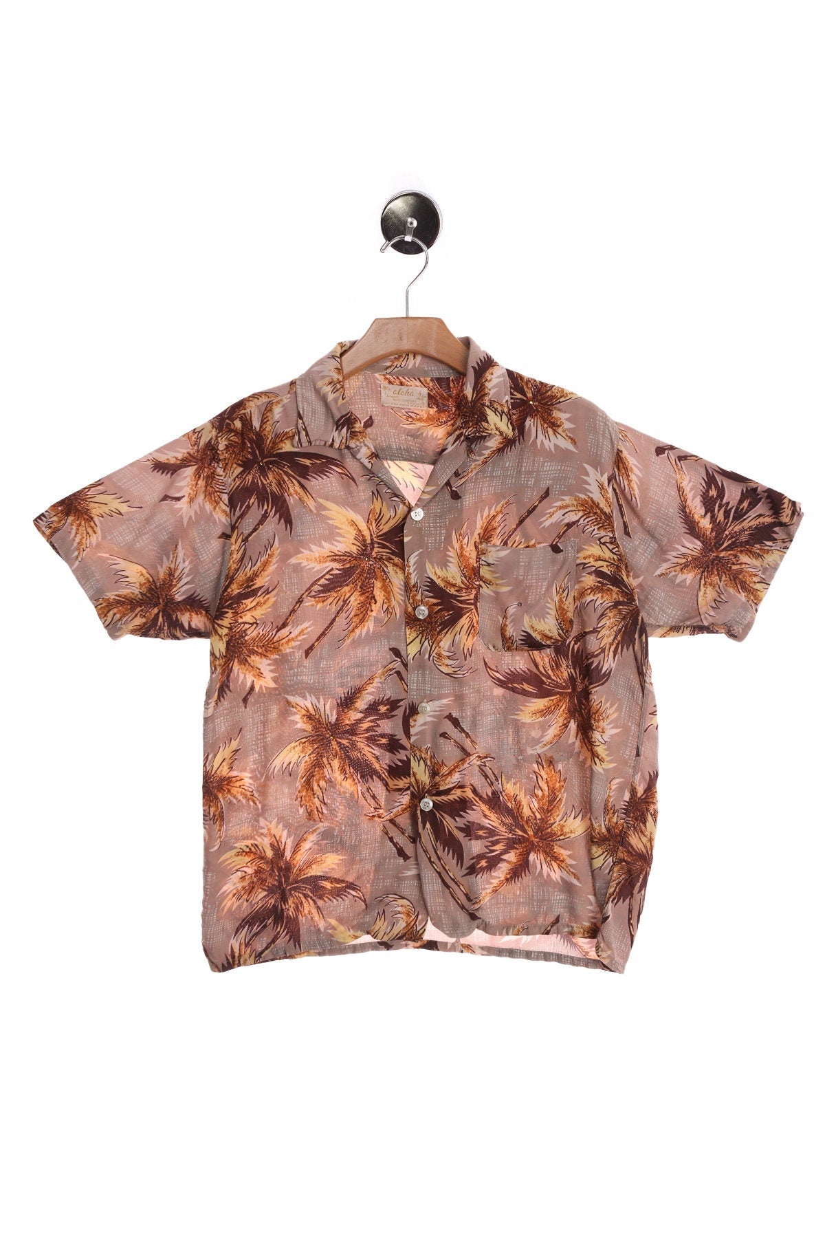 Palm Trees Print Brown Men Hawaiian Shirt - Hand-Screened