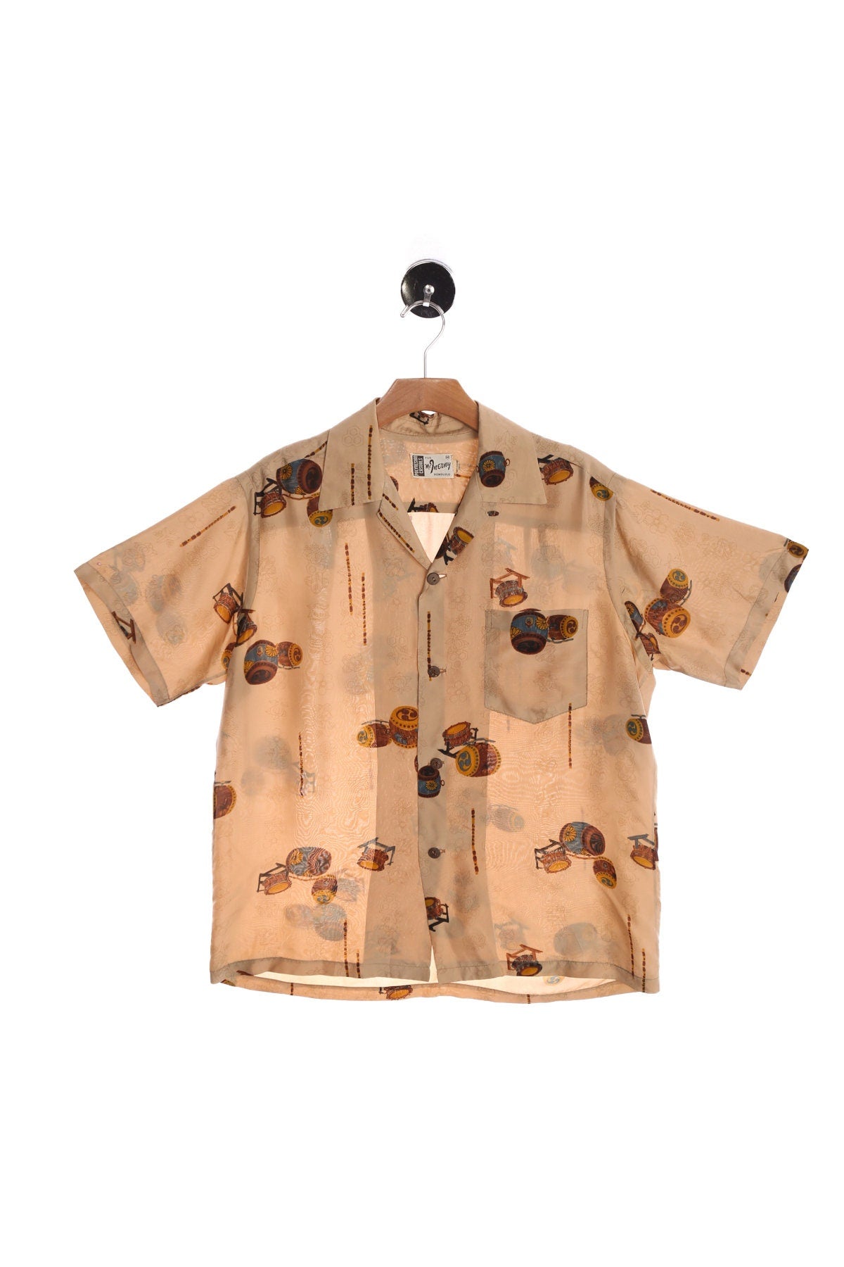 McHenry Beige Hawaiian Shirt - Honolulu - Drums Print