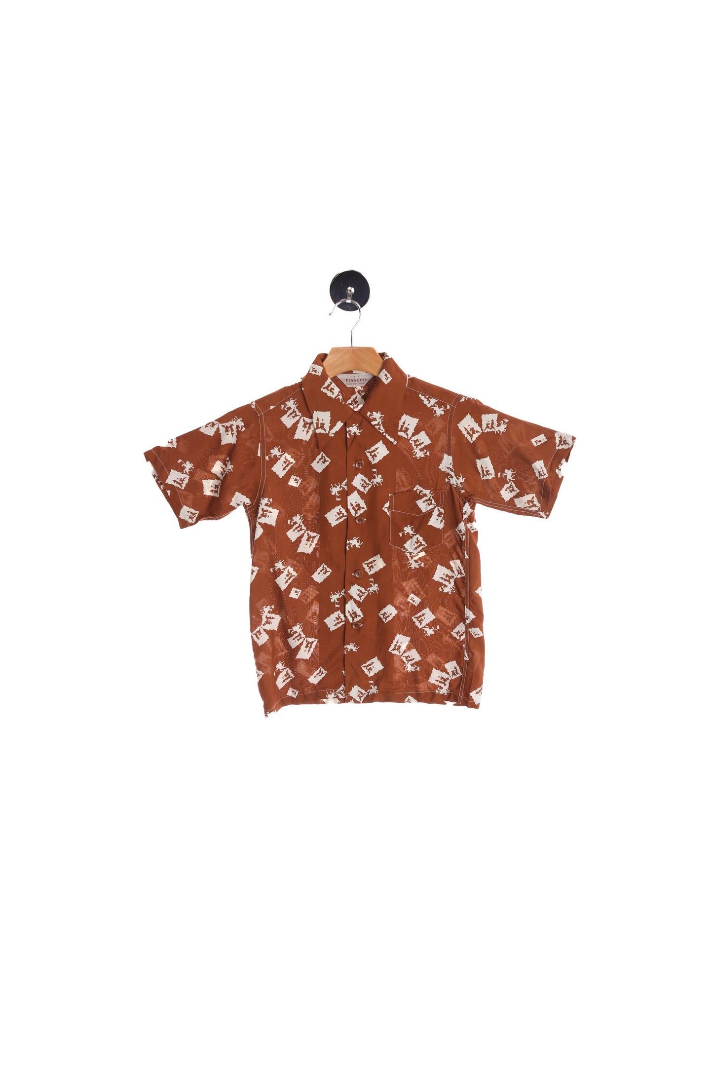 Vintage Men's Brown Short Sleeve Rockabilly Shirt By PENNY's