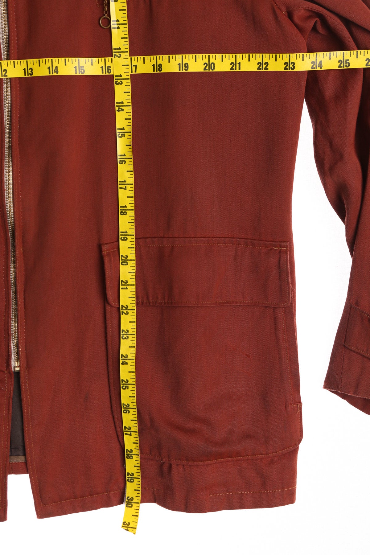 Vintage Men Brown Gabardine Coat - Era 40's - 50's